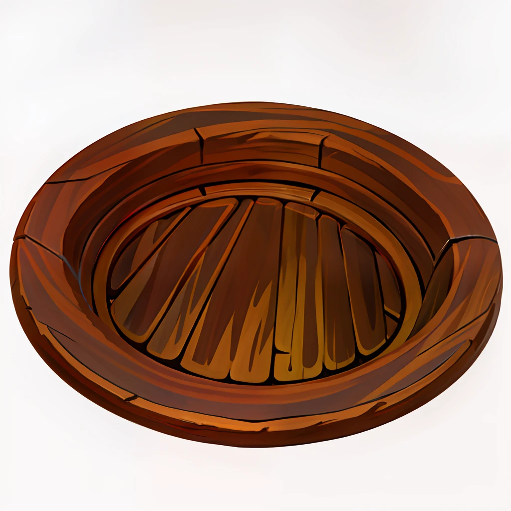 estilo dos desenhos animados,European and American cartoons,basin,wooden,Wooden basin,Simple details,Hand drawing,4K,low poly,Minimalist,high-definition,Wood grain
