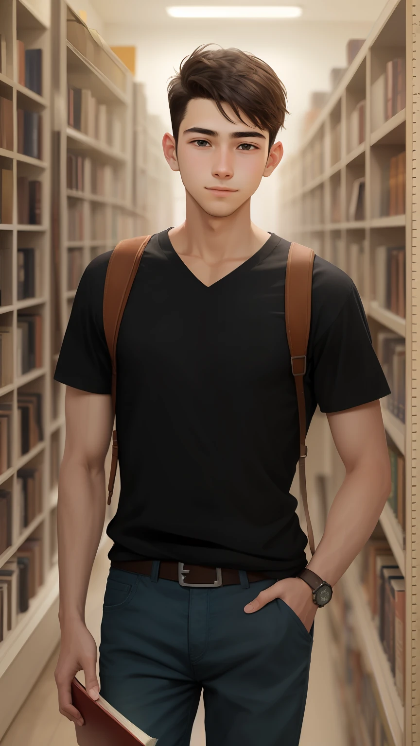 a young man holding a book