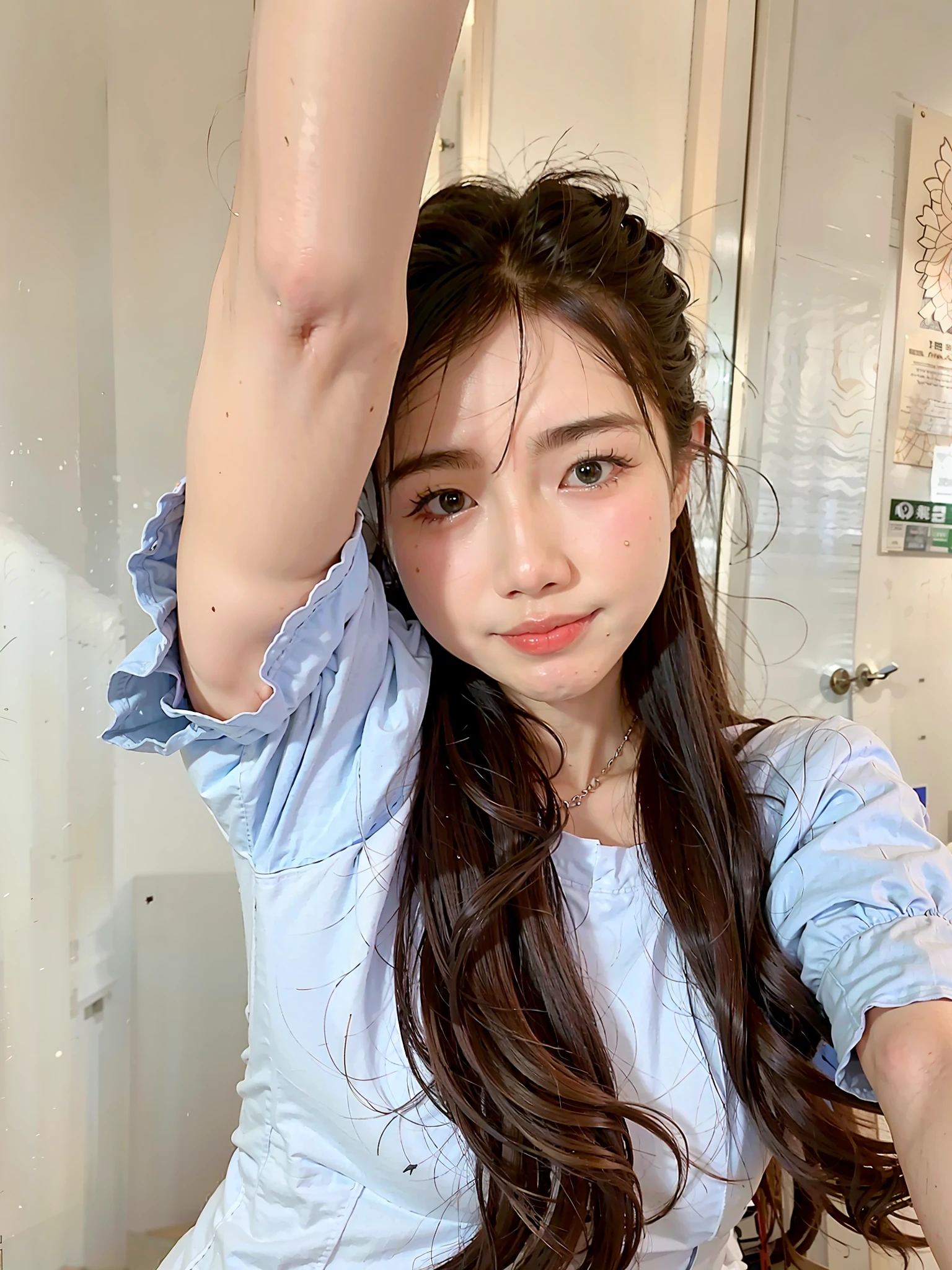 Allafard Asian woman，Long hair and blue shirt pose for photos, Korean girls, xintong chen, 2 , 2 8 years oldirl, 2 9 years old, a young a young cute wan asian face, wenfei ye, 2 3 years old, 2 2 years old, young, Beautiful Kor