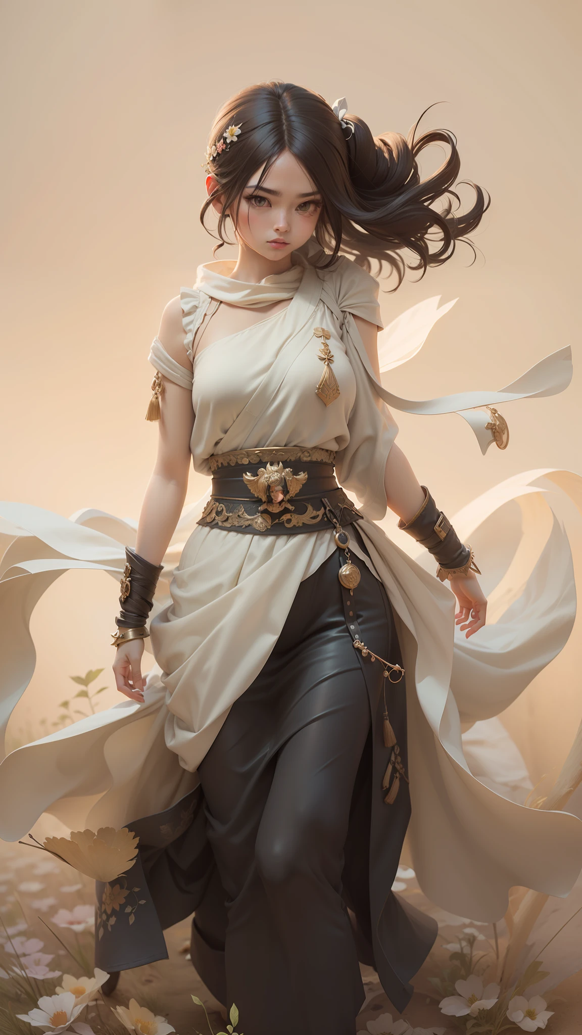 The Masterpiece,best qulity,Lots of detail,(Full body:1.2),Chibi T-Shi,1girls,ancient wind,3Drender,Q printmaking style