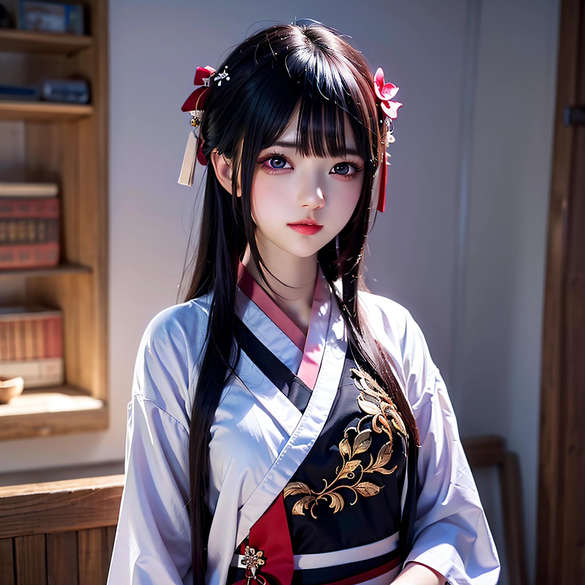 masterpiece, best quality,8k CG, illustration,cute girl,beauty,
colorful hanfu,simple background,Hollow-out on,
beautiful detailed eyes,Light hair ,