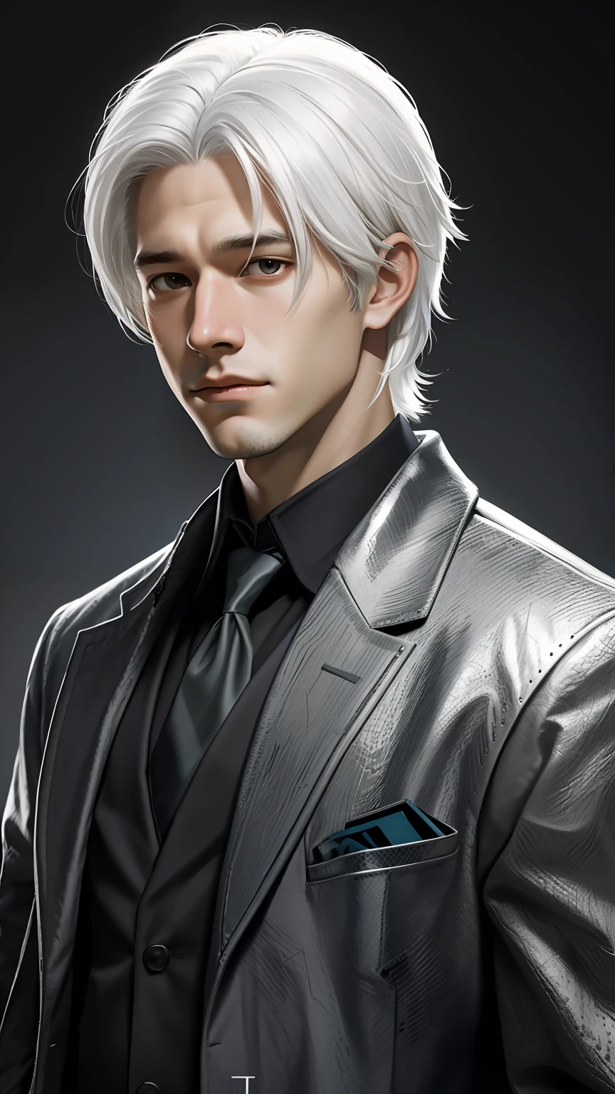 a portrait of a young man with white hair holding a book, cover art, artwork by Alastair Reynolds