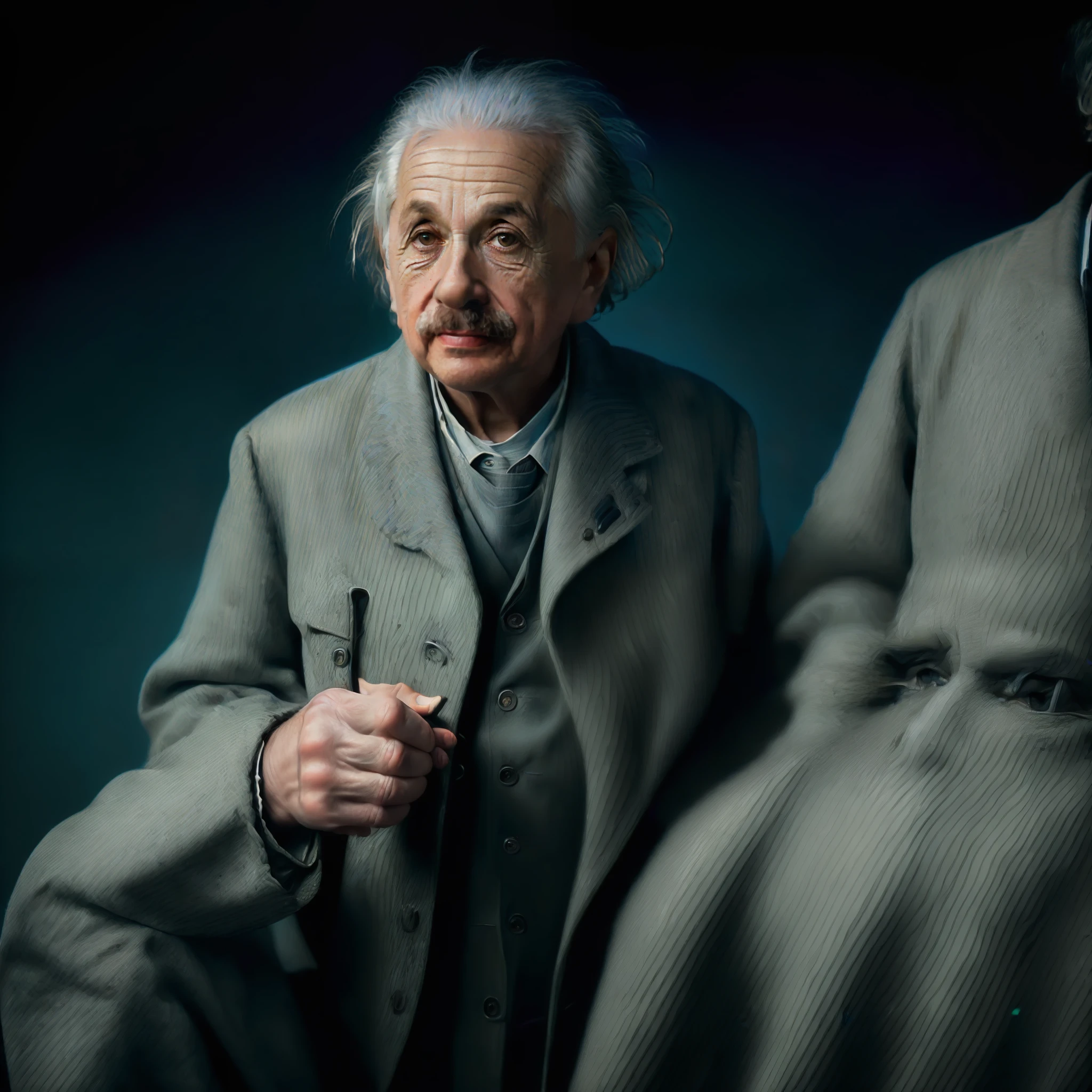 ((RAW, style, extremely detailed full-body color photo of albert einstein, background lab, ((film grain, skin details, highly detailed skin texture, 8k hdr, dslr))