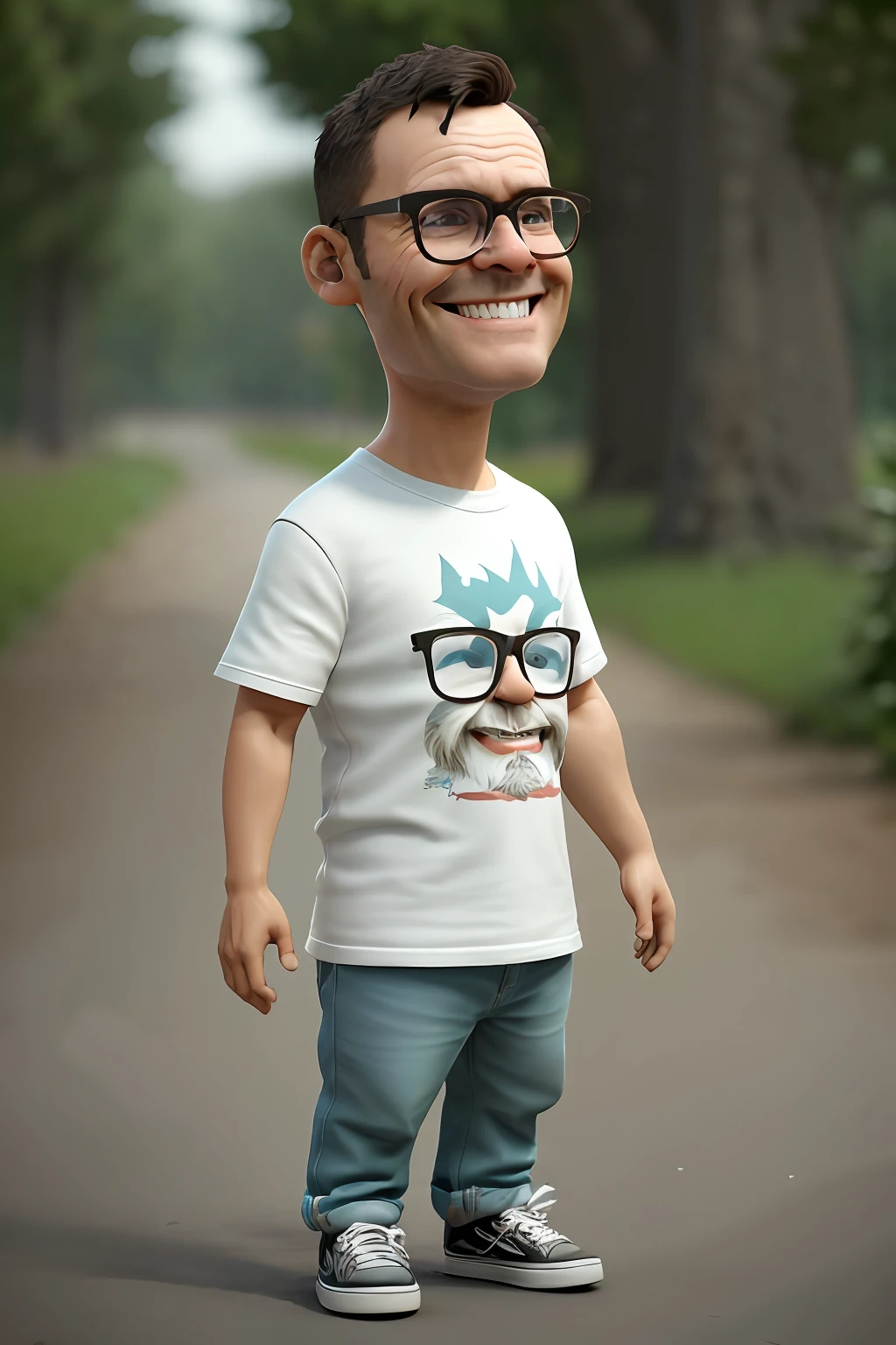 guttonerdvision6, CBZBB, 45-year-old man with glasses, estilo chibi, personagem, Pescador, pequeno, Nice, arte desviante, Artstation on trend, Arte Digital, detalhado, Pescador, realista, Humanoid, personagem, tiny, Cinematic sho, cinematic lights, homem, parece feliz, 3d