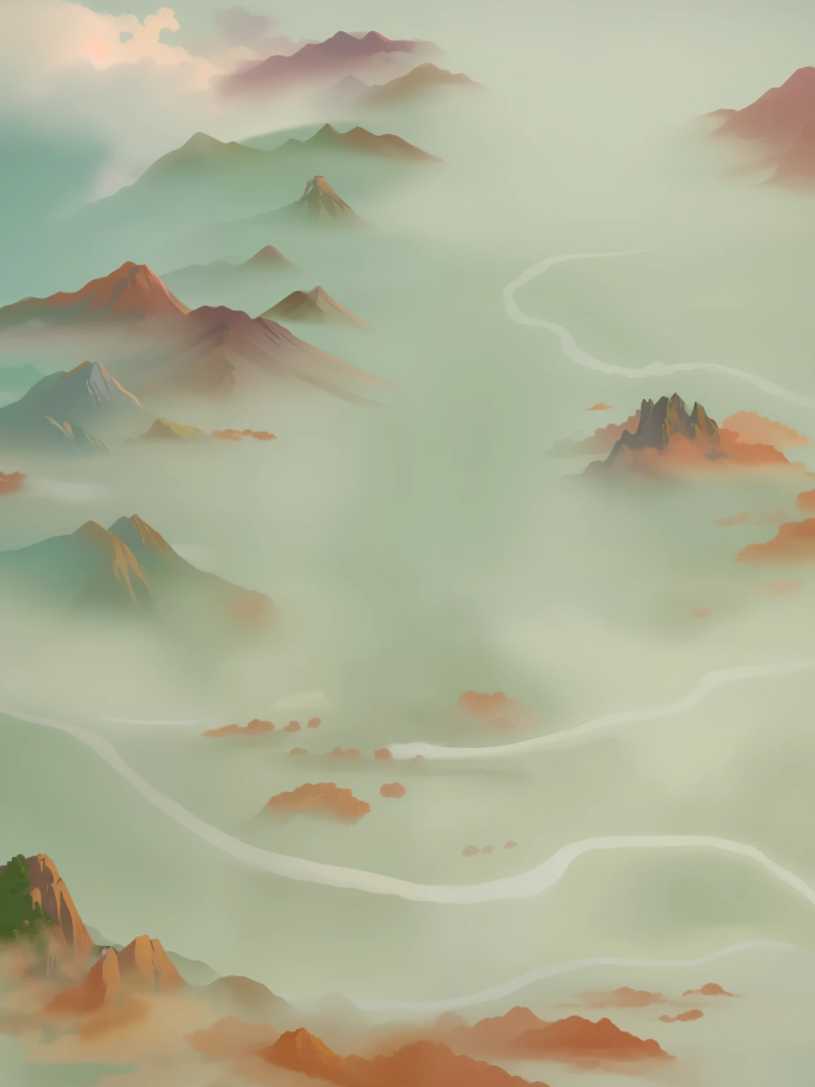 The Masterpiece,best possible quality,Vector illustration,Chinese wind,mappa,yama,steins,mountain road,Cloud,Auspicious clouds,