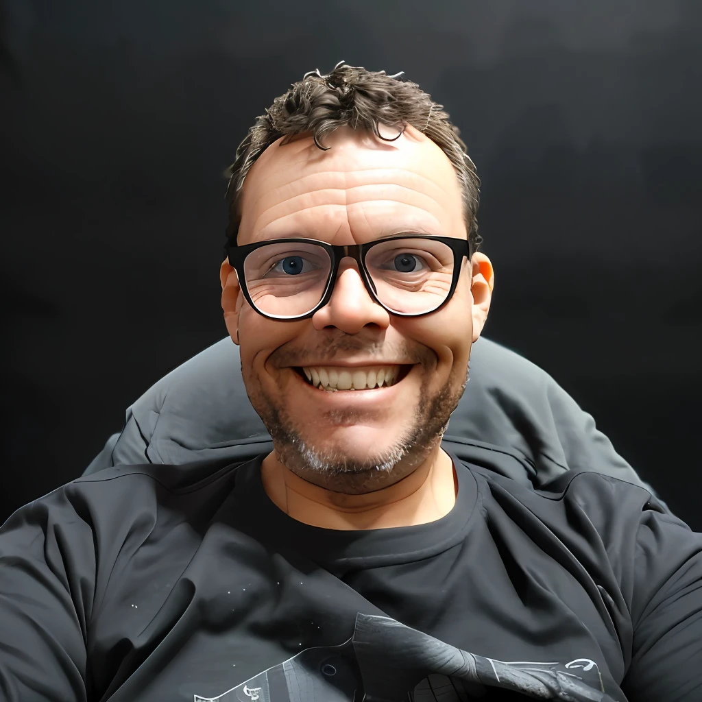 guttonerdvision6, CBZBB, 45-year-old man with glasses, Estilo Chibi, personagem, Pescador, pequeno, Nice, arte desviante, Artstation on trend, Arte Digital, detalhado, Pescador, realista, Humanoid, personagem, tiny, Cinematic sho, cinematic lights, Homem, parece feliz, ..3d