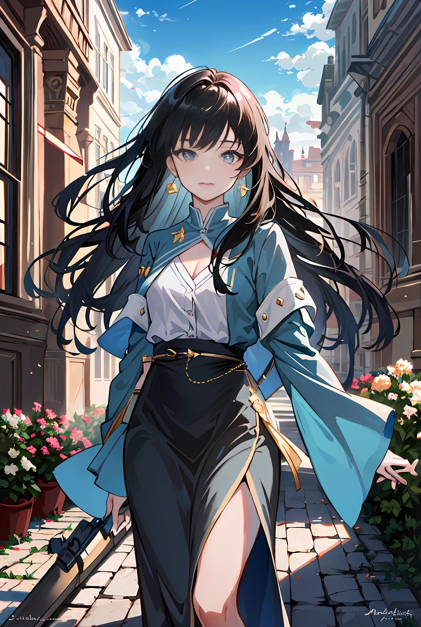 Model shooting style, (extremely detailed CG Unity 8k wallpaper), full-shot body photo of the most beautiful artwork in the world, stunning beautiful photo realistic available, super realistic super detailed photo, a beautiful girl as a female dancer entering the Loggia dei Lanzi of Florence,complex dress, banquet, crowd, [slight smile], (Sculpture of Hercules background), (princess eyes, shining pupils), detailed symmetrical beautiful hazel eyes, detailed gorgeous face, highly detailed, Vibrant, professional majestic oil painting by Ed Blinkey, Atey Ghailan, Studio Ghibli, Jeremy Mann, Greg Manchess, Antonio Moro, ArtStation Trends, CGSociety Trends, Complex, High Detail, Sharp Focus, Dramatic, Realistic Painting Art, by Midjourney and Greg Written by Rutkowski