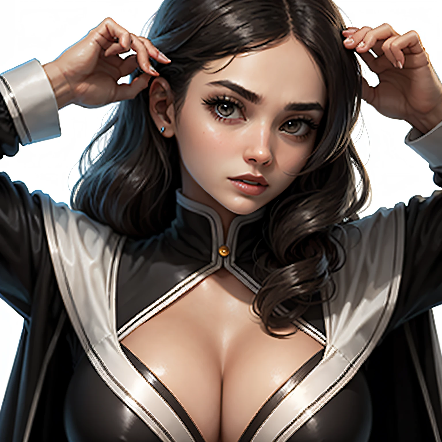 cleavage woman, white background --auto