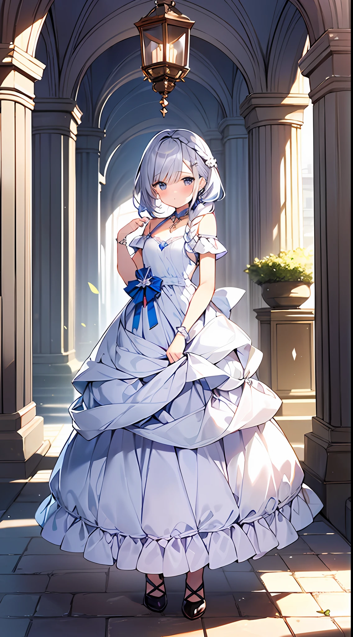 (incredibly absurdres absolutely resolution: 1.5), highest quality, masterpiece, ultra high resolution, 8k, (multiple girls), (gorgeous dresses with many gorgeous and colorful decorations) BREAK shoujo manga style, (loli), soft line drawing, digital enhancement, shojo manga touch, environmental change scenes, shojo manga core, ( Hair length to the shoulders))), (((short braid))), ancient capital of the West, full body visible angle, entangle, beautiful and aesthetic: 1.5, High quality: 1.3