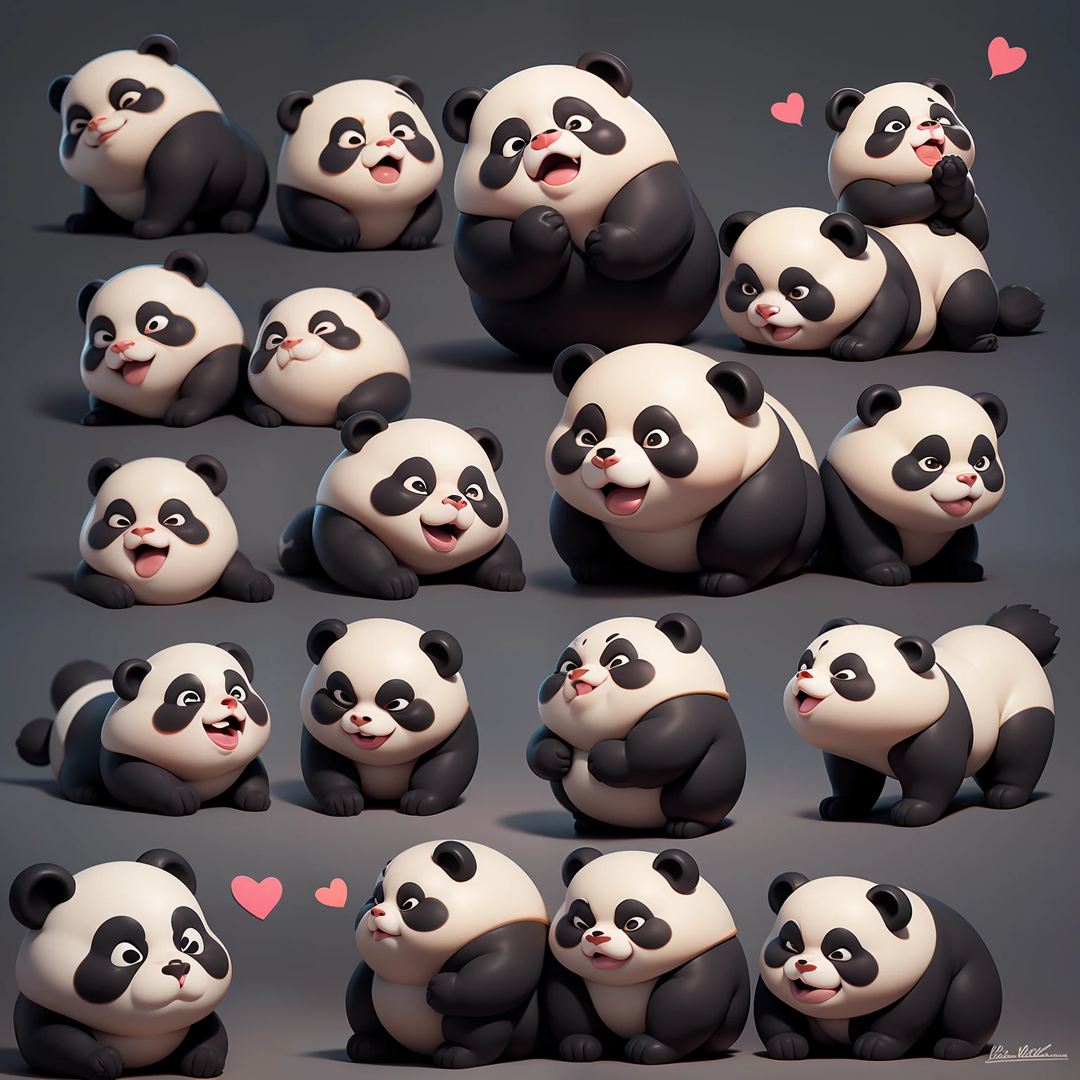 Various expressions of pandas ,cute and fat, Multiple poses and expressions , Happy , Angry , Cry , expression love , wait , emoji pack , f /64 group , related character ,