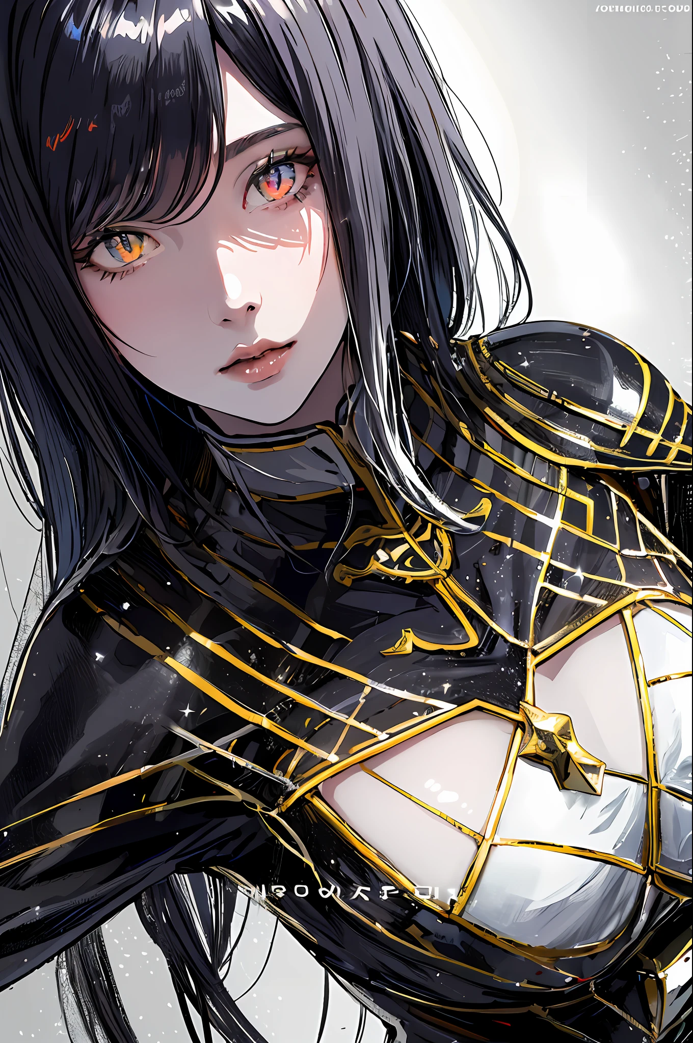 (masterpiece, top quality, best quality, official art, beautiful and aesthetic:1.2), cateyes,1girl, solo, armour, magic, light particles, upper body, extreme detailed, highest detailed, optical mixing, playful patterns, lively texture, unique visual effect