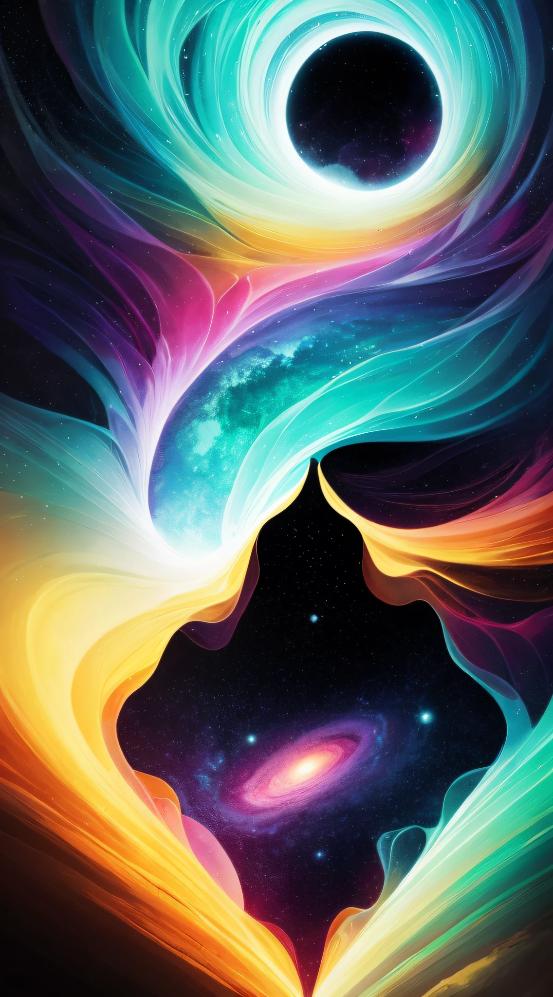 Misty Nebula, artists Victo Ngai, Kilian Eng and Jake Parker, vibrant color lines, award-winning masterpiece, gorgeous richness, Octane rendering, 8K high definition resolution, 4K