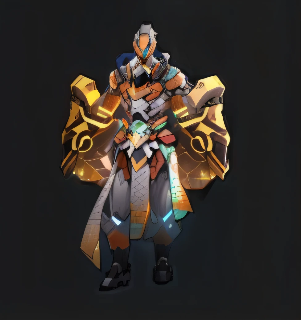 （（Giant fist）），Biomechanical Dragon，White powered mech，Combat armor，（（Kamen Rider）），Orange pattern，full body mecha suit，mecha armor，