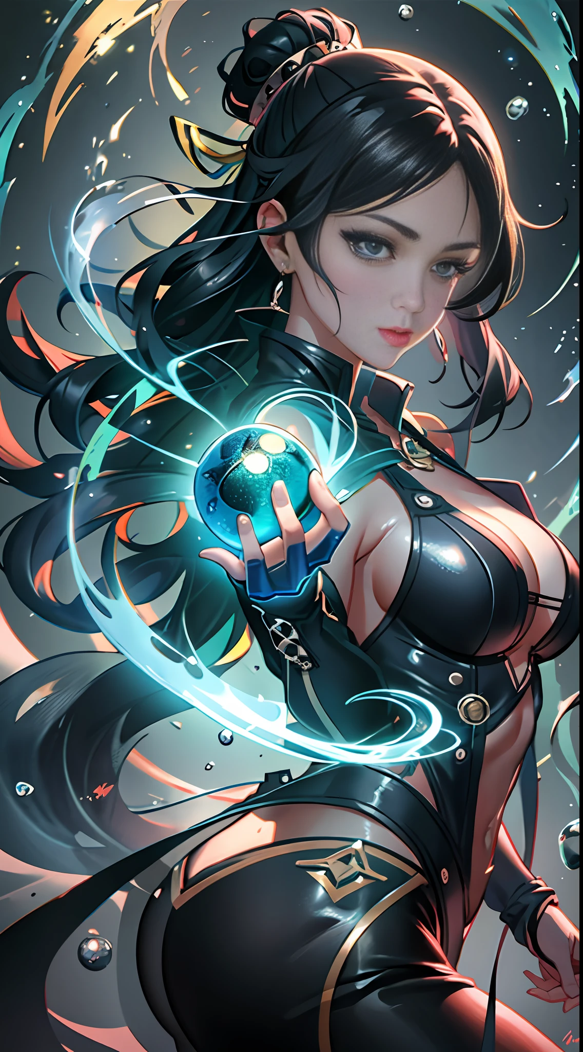 a close up of a woman holding a glowing ball in her hand, Art germ. anime illustration, extremely detailed artgerm, Phlegm sputum, phlegm | Art germ, artgerm detailed, Artgerm and Ruan Jia, IG model | Art germ, Ruan Jia and Artgerm, artgerm julie bell beeple, artgerm style(Right fingers),(Refined hand structure,Detailed portrayal)