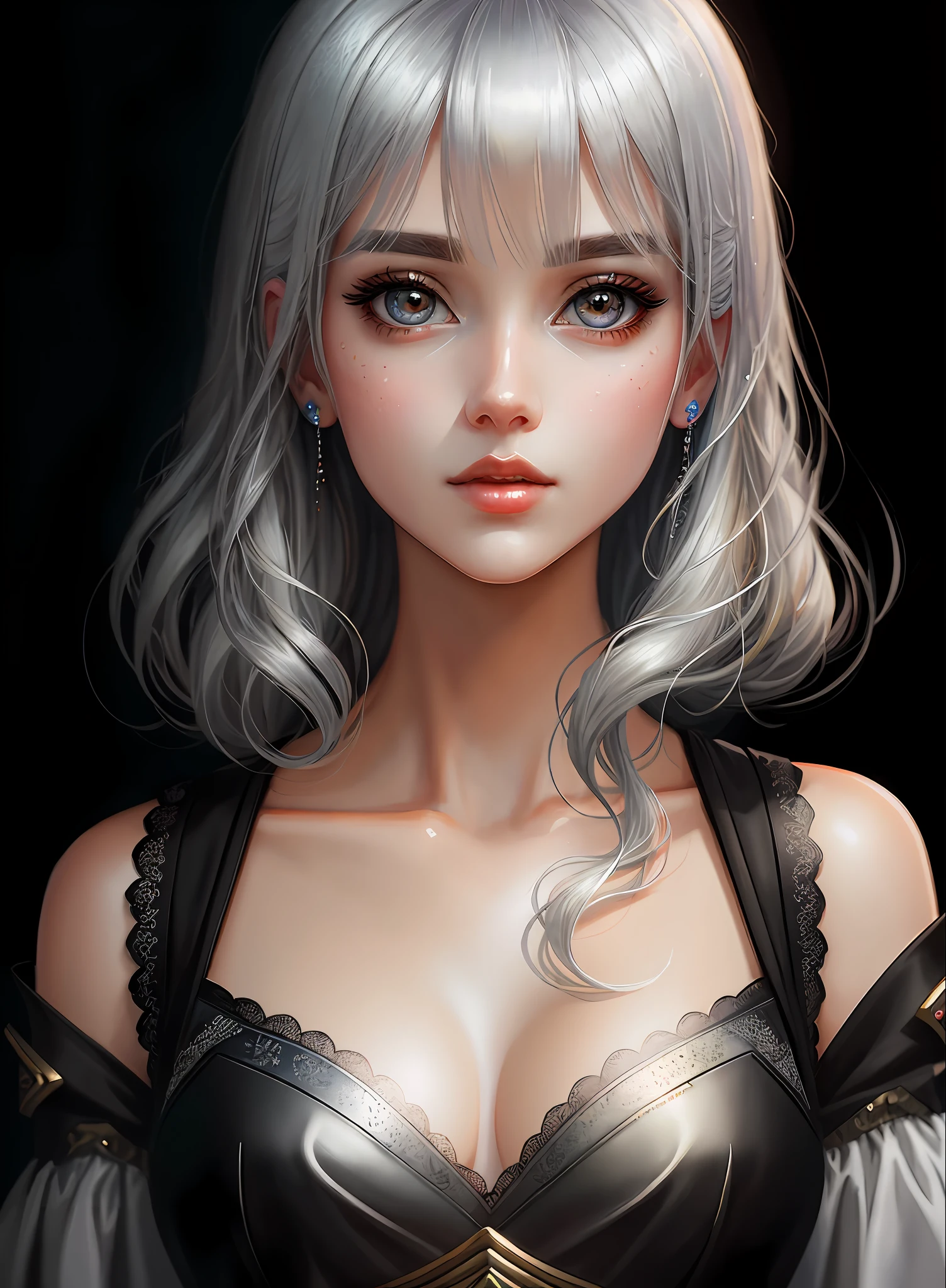 ((best qualiy)), ((The Masterpiece)), ((Realstic)), (full details),anime stile、 (a 1 woman)Close up portrait of cute woman with black hair - silver hair blonde、Beautiful and moisturized eyes like crystal clear glass、Face without makeup、4K high-definition digital art、stunning digital illustration、Stunning 8K artwork、colorfull digital fantasy art、Colorful and bright、beautiful digital artwork、Colorful Digital Painting、digital anime art、Portrait of beautiful and pretty woman、8K HD Digital Wallpaper Art、digitally painting
