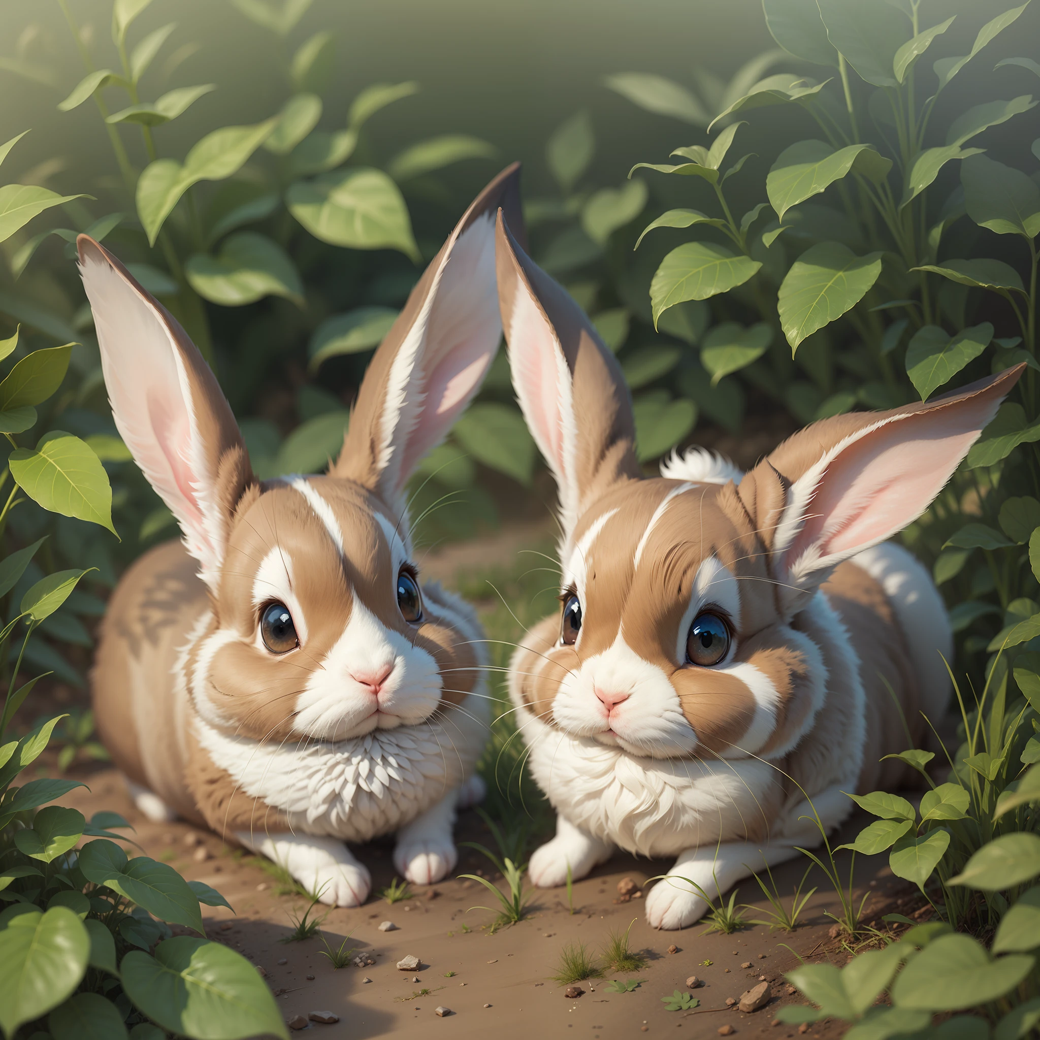 Cute two rabbits