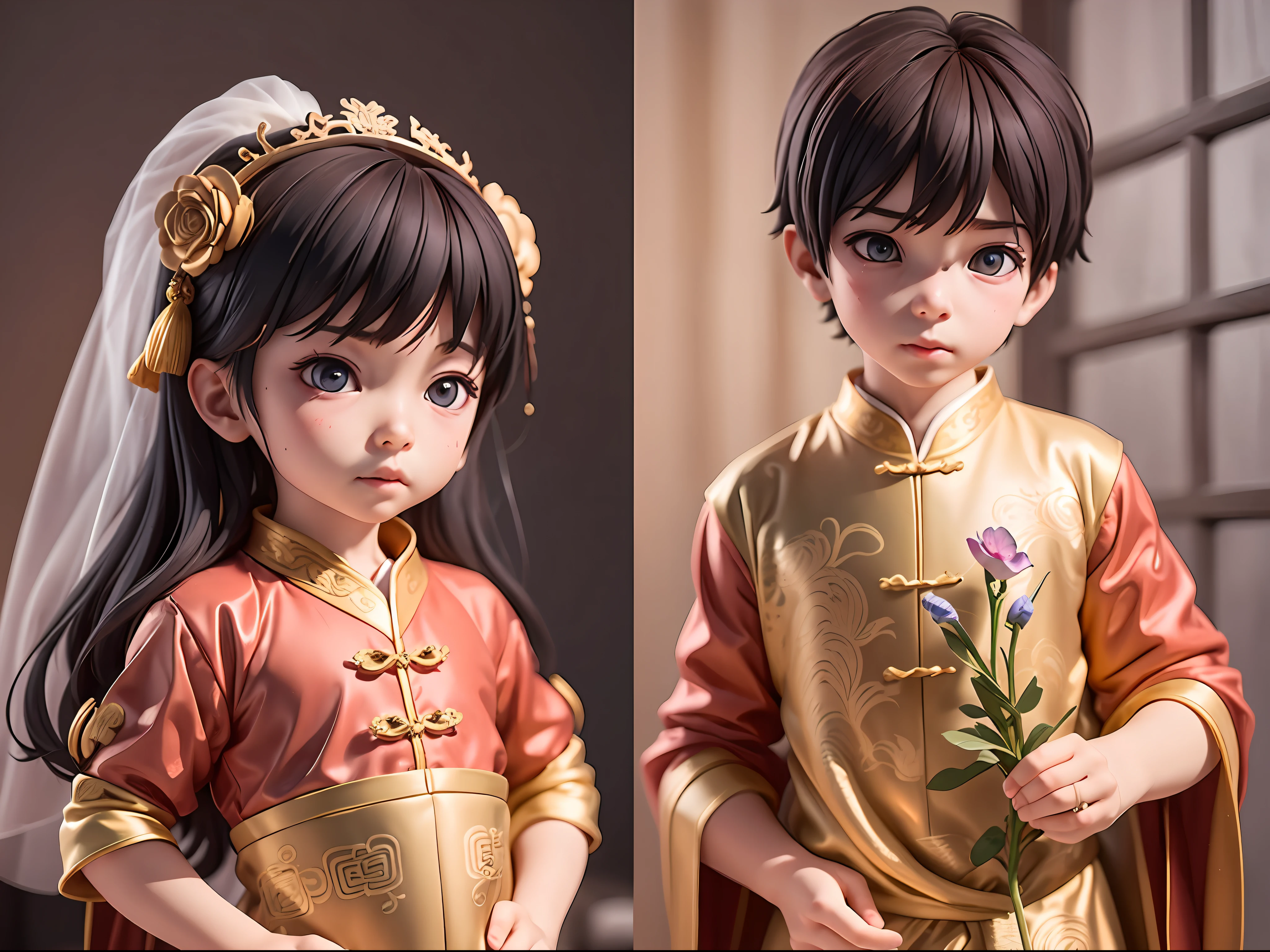 A ,Cutes,Red gown,wedding,formal dress,Ancient Chinese style,art stations, ........CGI_animated