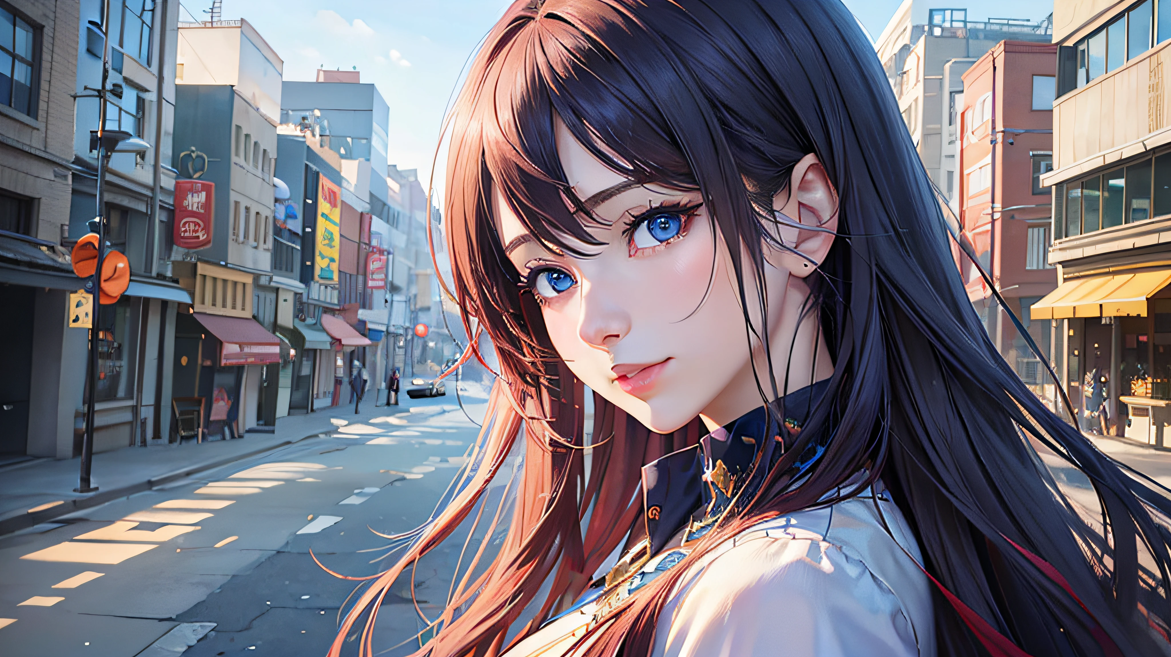 (best-quality:0.8),
(best-quality:0.8), perfect anime illustration, extreme closeup portrait of a pretty woman walking through the city --auto