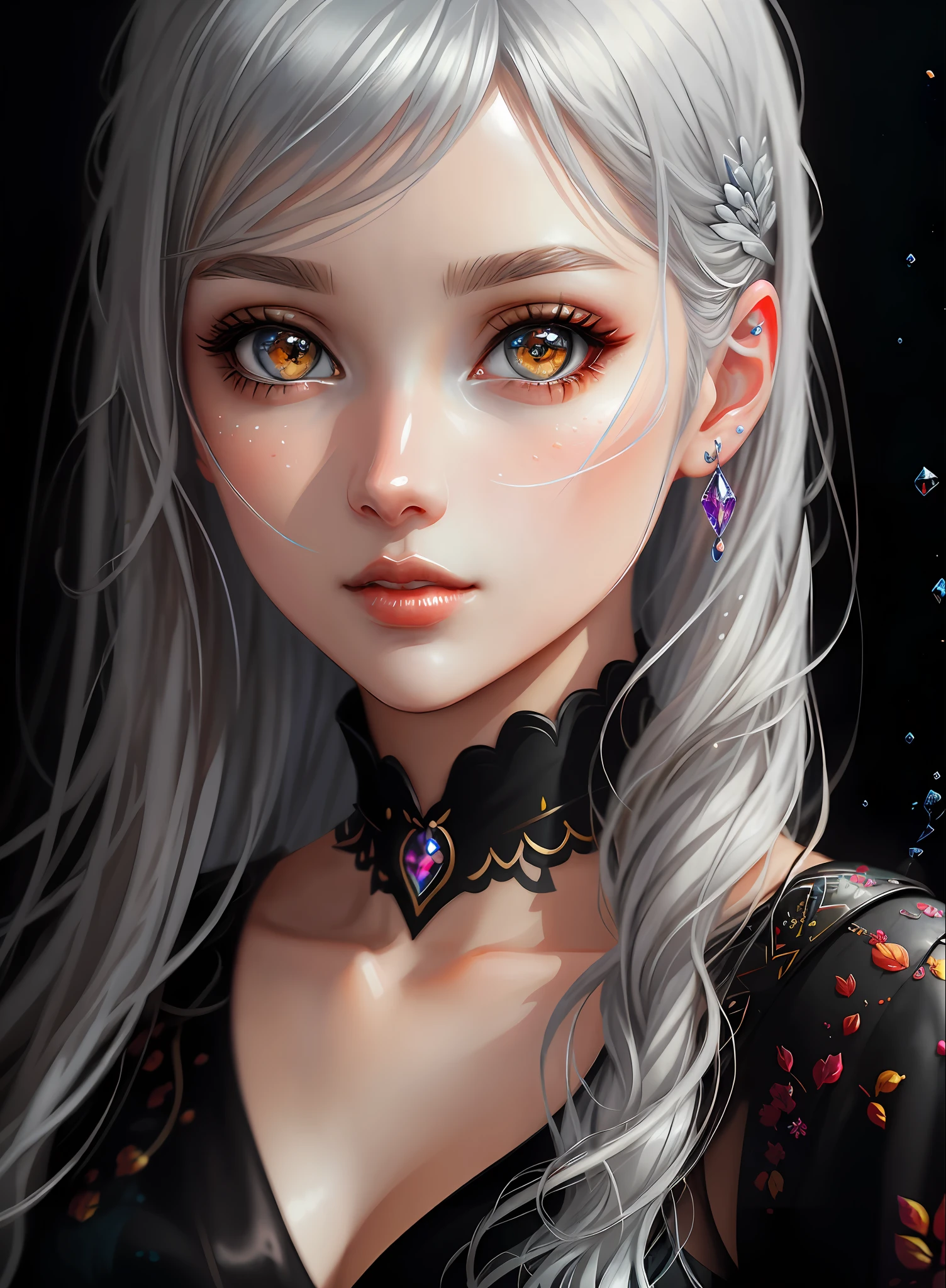 ((best qualiy)), ((The Masterpiece)), ((Realstic)), (full details),anime stile、 (a 1 woman)Close up portrait of cute woman with black hair silver hair blonde、Beautiful and moisturized eyes like crystal clear glass、Face without makeup、4K high-definition digital art、stunning digital illustration、Stunning 8K artwork、colorfull digital fantasy art、Colorful and bright、Beautiful digital artwork、Colorful Digital Painting、digital anime art、Portrait of beautiful and pretty woman、8K HD Digital Wallpaper Art、digitally painting