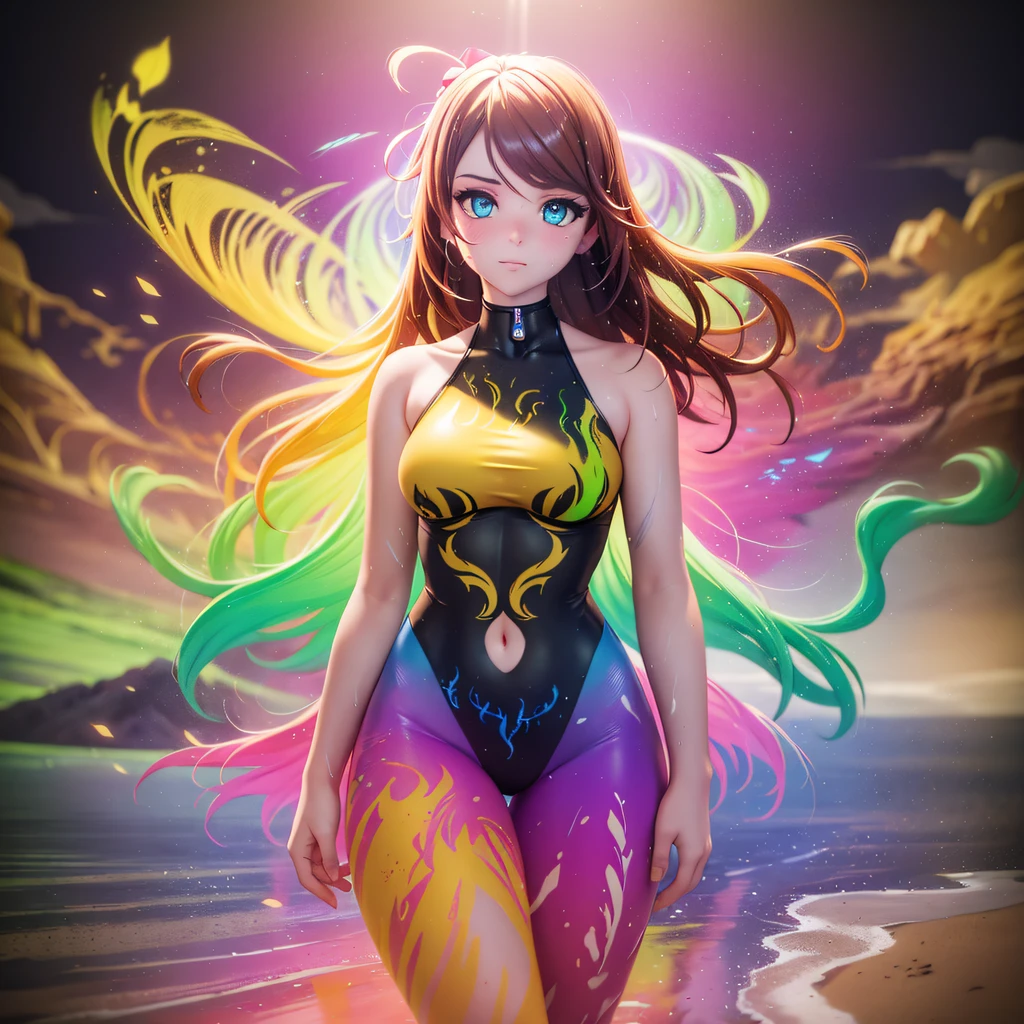 full length body shot,(((ultra warm bright pastel colors))), orange pink white colors, sharp focus, ultra high contrast, lut, ultra insane high resolution intricate textures, texture indentation, there is a gorgeous girl standing on sand wind in the hair, (((((Charlie Bowater, art by Alena Aenami, art by Albert Bierstadt, art by Carne Griffiths))))), luminism, light placement art, octane render, ultra intricately detailed, ultra maximalism, romanticism, 2.5D Parallax Effect, backlight, wet reflections, chromatic aberration,
