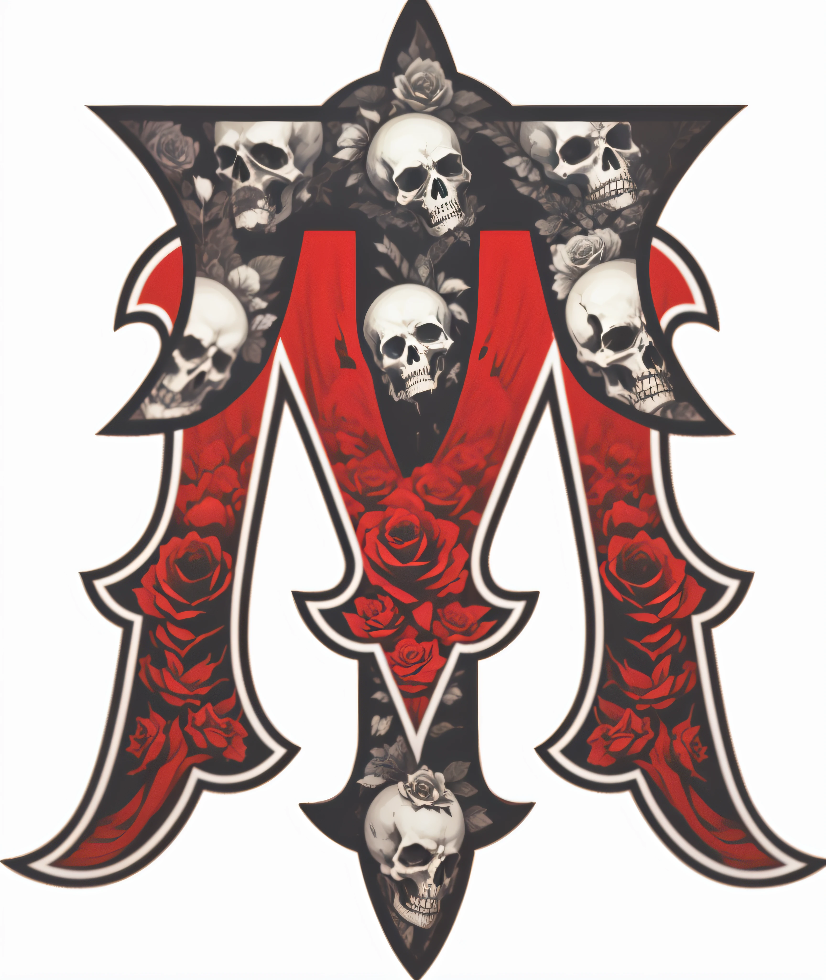 (vetor adesivo) Melhorar qualidade da imagem, caveira, rosas --auto
