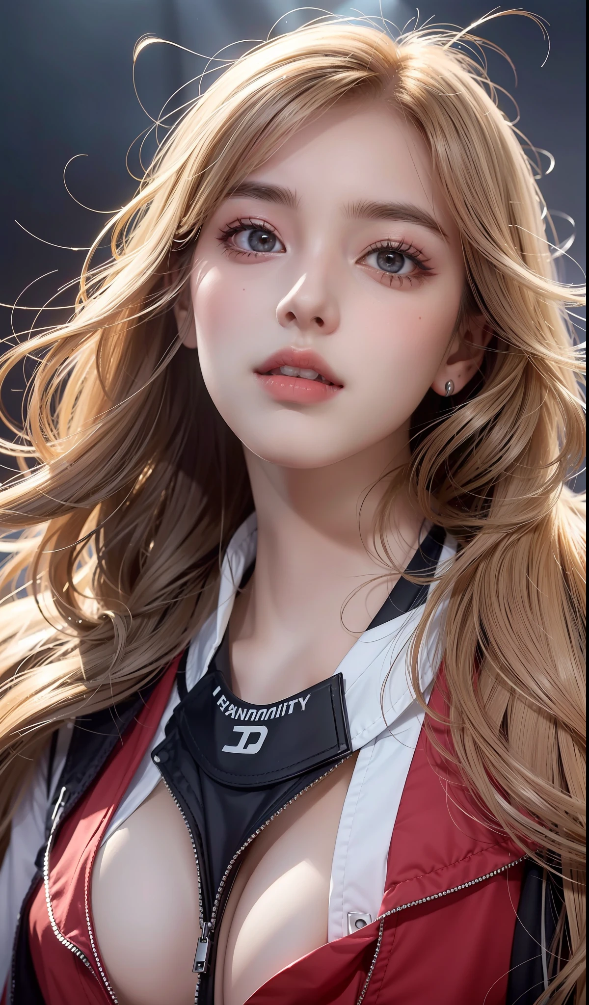 1girls：1.3）， 独奏， （（（very detailled face））），（（Very detailed eyes and face））），beautifuldetailedeyes，Body parts__，officlal art，Unified 8k wallpaper，Ultra Verbose，Beautiful and beautiful，beautifull，The Masterpiece，best qulity，raw，The Masterpiece，Ultra Fine Photo，best qulity，ultra-highresolution，photorealistic realism，sunrays，fully body portrait，stunningly beautiful，，dynamicpose，Exquisiteface，Vibrant eyes，（from front）， She wears a combat suit，Red and white color scheme，Women's military uniform，Very detailed abandoned warehouse background，Detailed face，detailed complex busy background，untidy，gorgeou，milky white lewd，Highly detailed skin，Realistic skin details，Visible pores，Clear focus，Volumetric fog，8K  UHD，digital DSLR camera，high qulity，filmgrain，faired skin，Photo realism，lomography，A huge metropolis of the dystopia of the future， pov from below，translucency