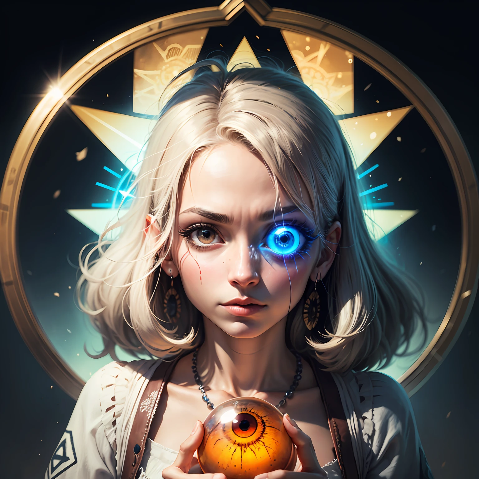 An all-seeing crystal ball, mystical third eye, the eye of providence, eye of providence, fantasy game spell symbol, mystic illustration, Portrait of a mystical giant eye, todos vendo olho, mystic eye, all - seeing eye, ( todos vendo olho ), olho illuminati, giant eye magic spell, bola de cristal, abrindo o terceiro olho --auto