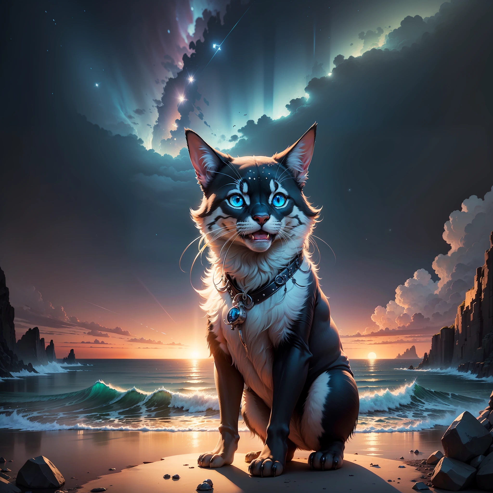CG+Watercolor drawing, Muravey, Cartoon, with blue eyes, stands on its hind legs, winks Capture that magical moment in an intricate, high-quality illustration with attention to the smallest details and realistic shadows. Isometric 3D rendering using Octane Render and ray tracing will bring this magical ocean to life, “Lit cityscapes," “Starry skies," “Moonlit landscapes," “Night time portraits," “Long exposures." --auto