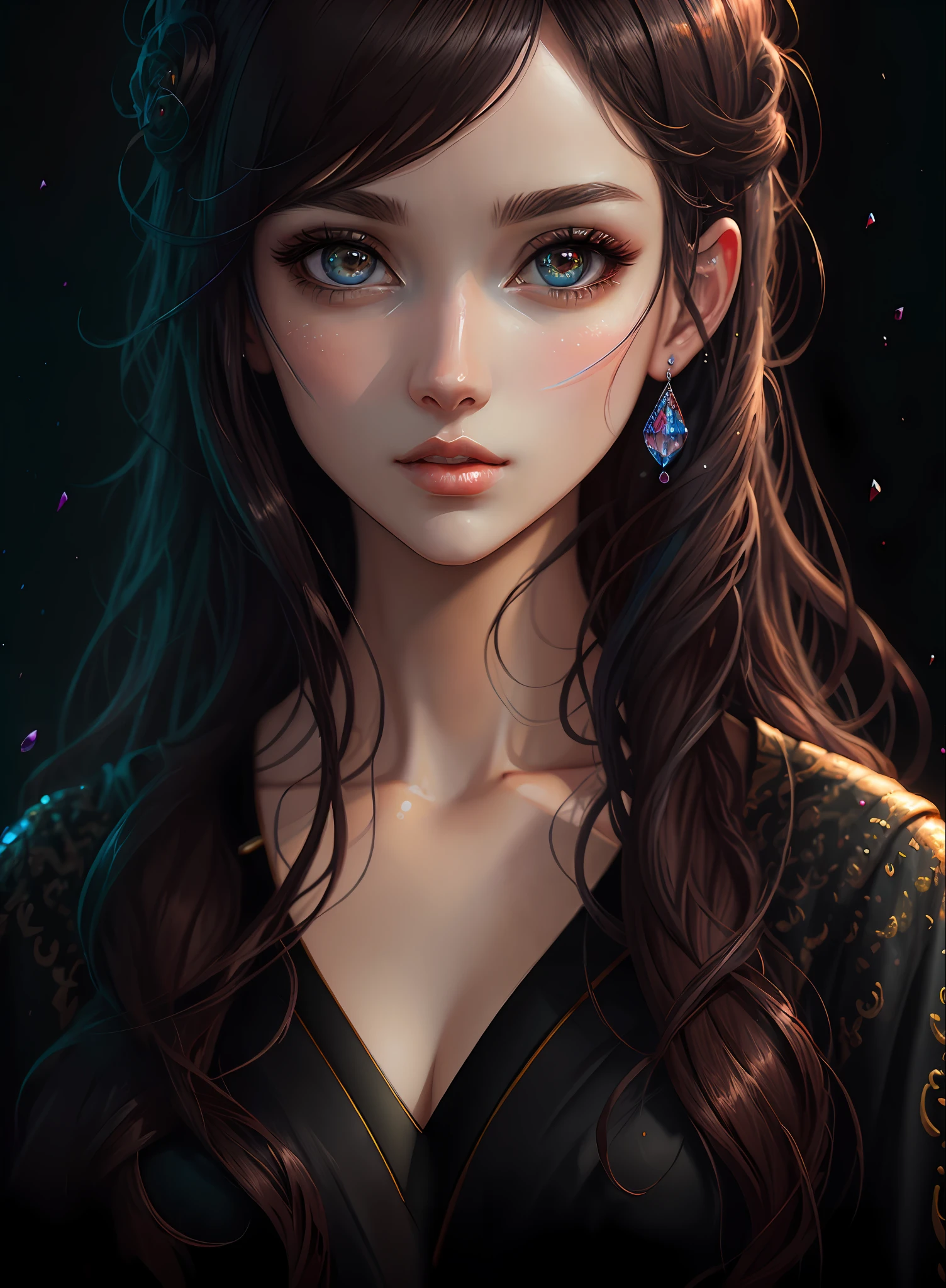 ((best qualiy)), ((The Masterpiece)), ((Realstic)), (full details),anime stile、 (a 1 woman)Close up portrait of cute woman with dark hair、Beautiful and moisturized eyes like crystal clear glass、Face without makeup、4K high-definition digital art、stunning digital illustration、Stunning 8K artwork、colorfull digital fantasy art、Colorful and bright、Beautiful digital artwork、Colorful Digital Painting、digital anime art、Portrait of beautiful and pretty woman、8K HD Digital Wallpaper Art、digitally painting