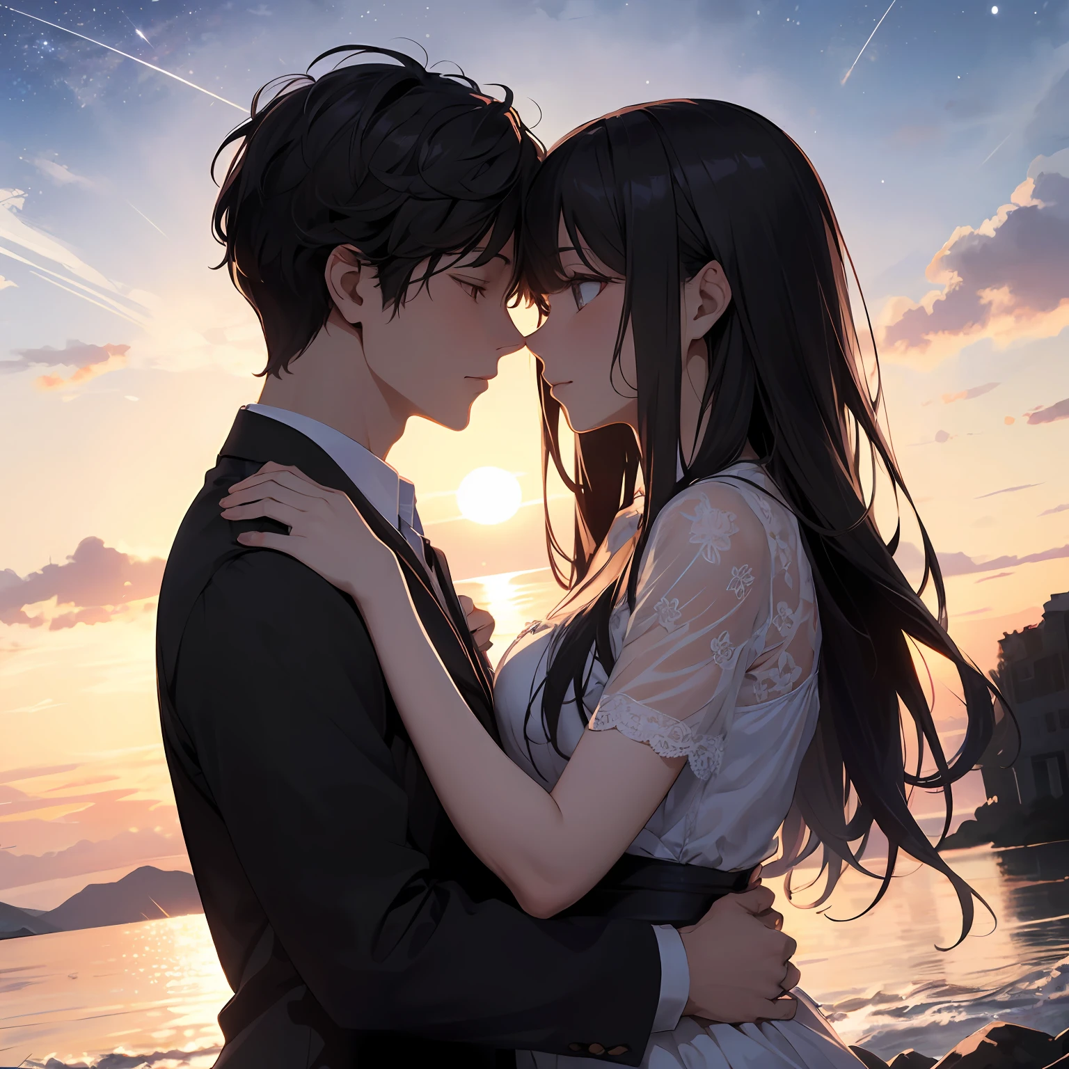 As the sun set in the west,
We knew our love was the best,
For in each other's arms we lay,
As the stars came out to play. --auto