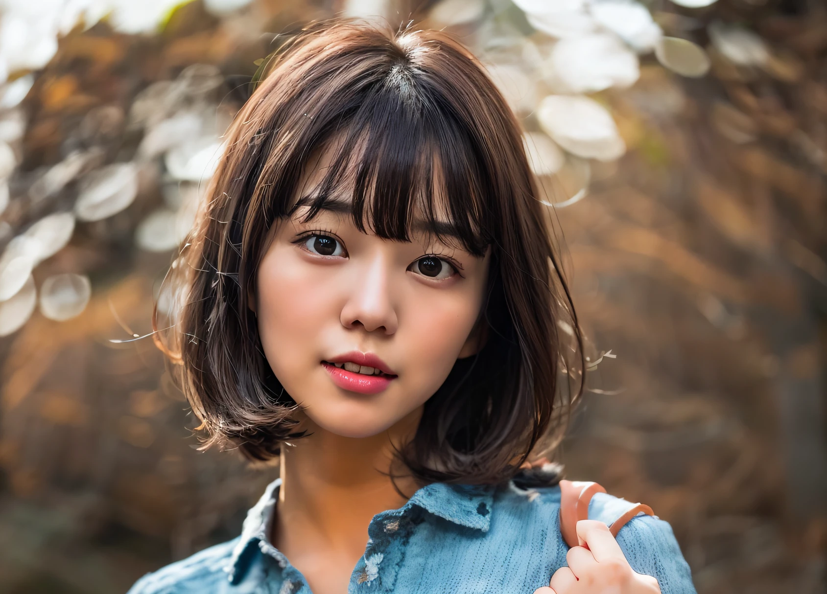 arafed asian woman with a short brown hair and a white top, with short hair, with short hair with bangs, neat hair with bangs, korean girl, beautiful young korean woman, young cute wan asian face, beautiful south korean woman, short - medium length hair, young adorable korean face, white hime cut hairstyle, chin-length hair, korean woman