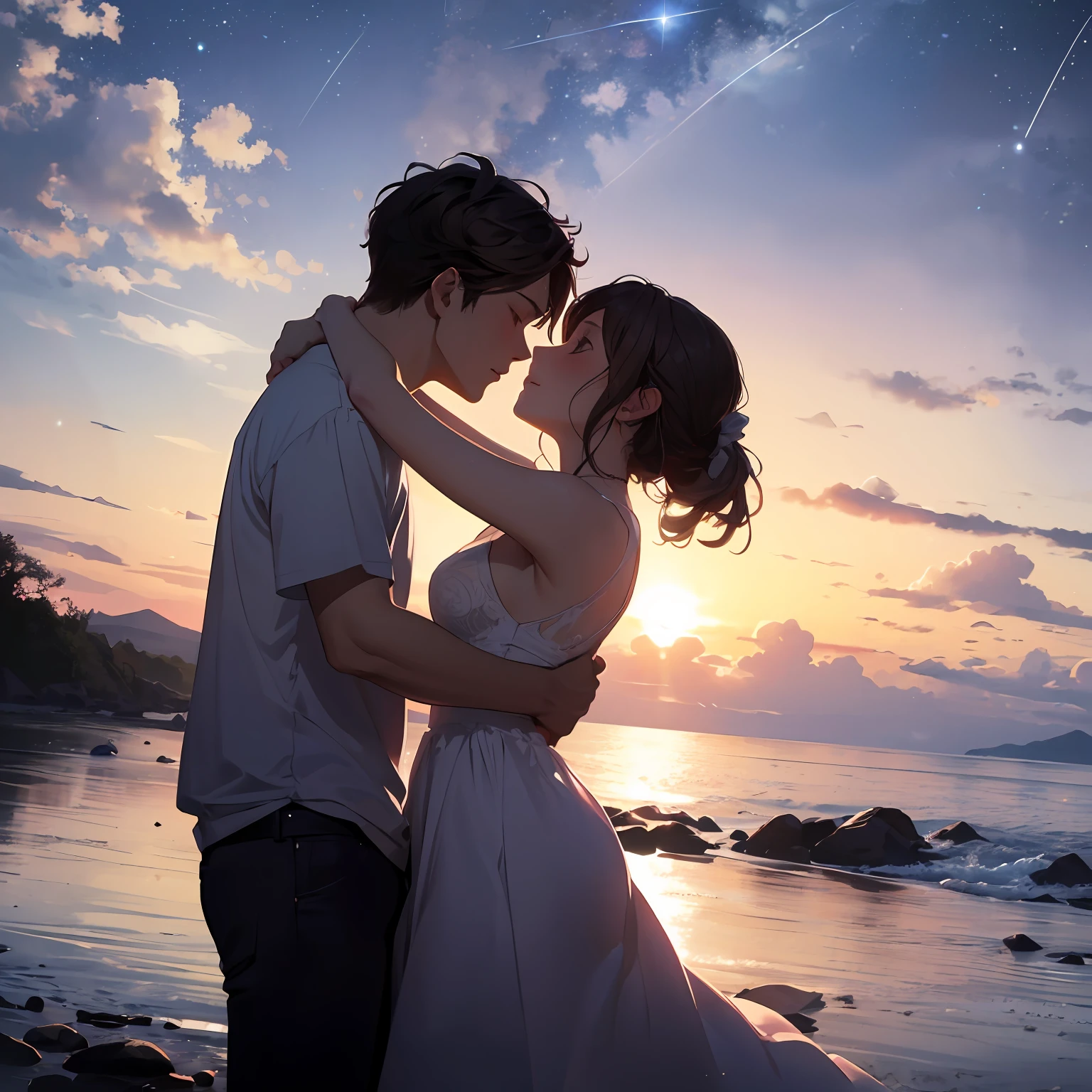 As the sun set in the west,
We knew our love was the best,
For in each other's arms we lay,
As the stars came out to play. --auto