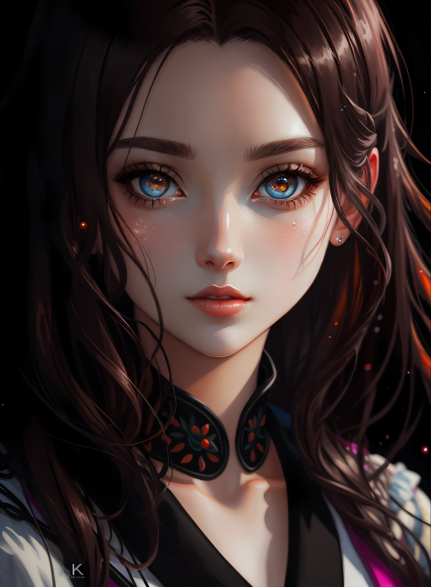 ((best qualiy)), ((The Masterpiece)), ((Realstic)), (full details),anime stile、 (a 1 woman)Close up portrait of cute woman with dark hair、Beautiful and moisturized eyes like crystal clear glass、Face without makeup、4K high-definition digital art、stunning digital illustration、Stunning 8K artwork、colorfull digital fantasy art、Colorful and bright、Beautiful digital artwork、Colorful Digital Painting、digital anime art、Portrait of beautiful and pretty woman、8K HD Digital Wallpaper Art、digitally painting