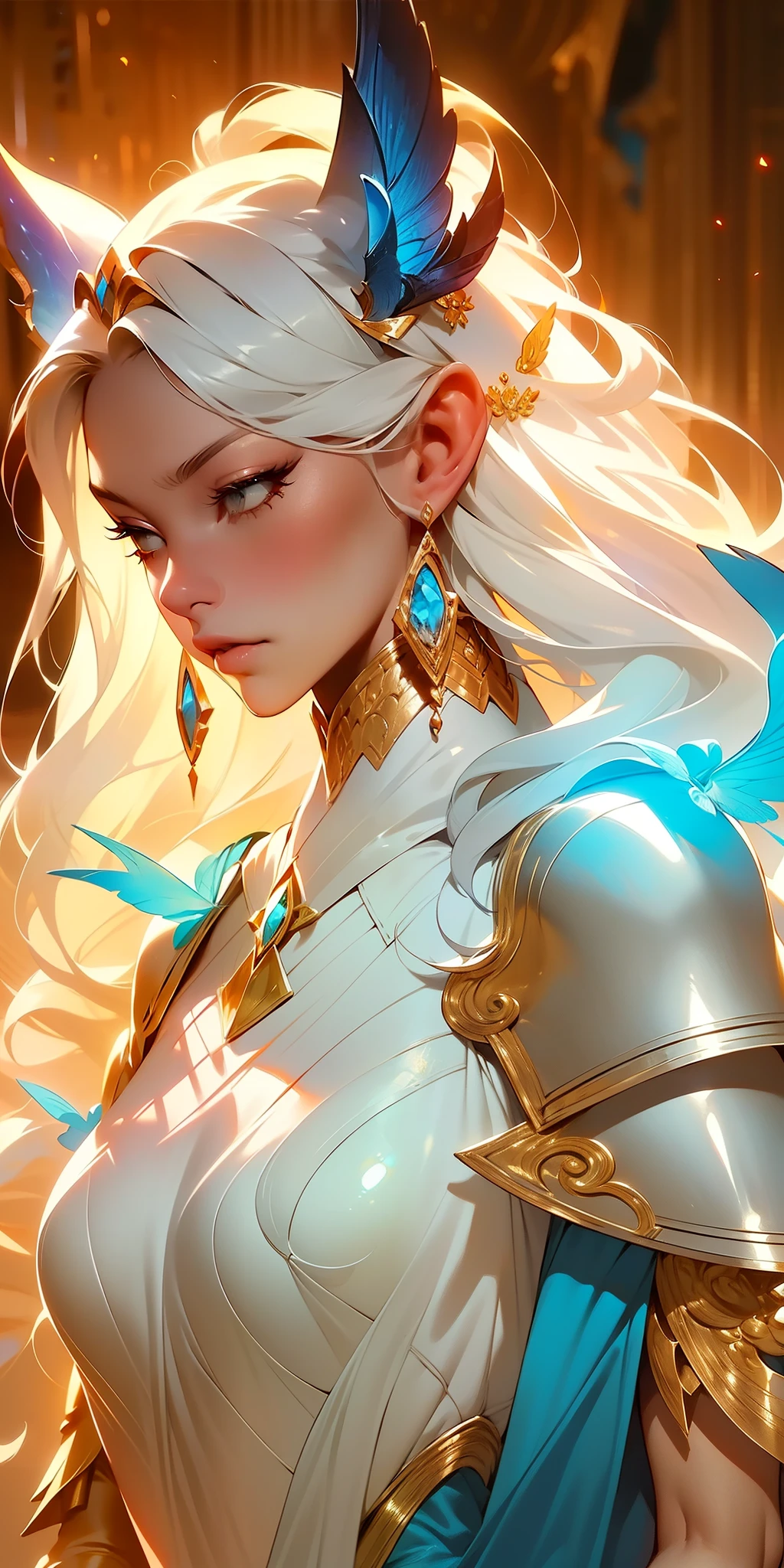 a close up of a woman in a silver and blue dress, chengwei pan on artstation, by Yang J, detailed fantasy art, stunning character art, fanart best artstation, epic exquisite character art, beautiful armor, extremely detailed artgerm, detailed digital anime art, artgerm on artstation pixiv, armor girl