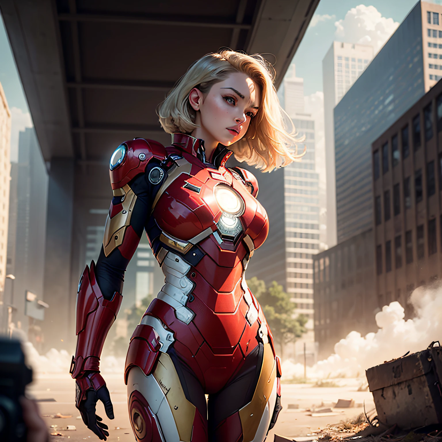 (1girl:1.3), solo, __body-parts__, official art, unified 8k wallpaper, super detailed, beautiful and aesthetic, beautiful, masterpiece, best quality, raw, masterpiece, super fine photo, best quality, super high resolution, photorealistic photo, sunlight, full-body portrait, amazingly beautiful, sexy, hot, dynamic pose, delicate face, vibrant eyes, (viewed from the side), she is wearing a futuristic Iron Man mech, red and gold color scheme, Very detailed abandoned warehouse background, detailed face, detailed complex busy background, messy, gorgeous, milky white, highly detailed skin, realistic skin details, visible pores, sharp focus, volumetric fog, 8k UHD, DSLR camera, high quality, film grain, fair skin, photo realism, lomography, huge metropolis in future dystopia, seen from below, translucent --auto