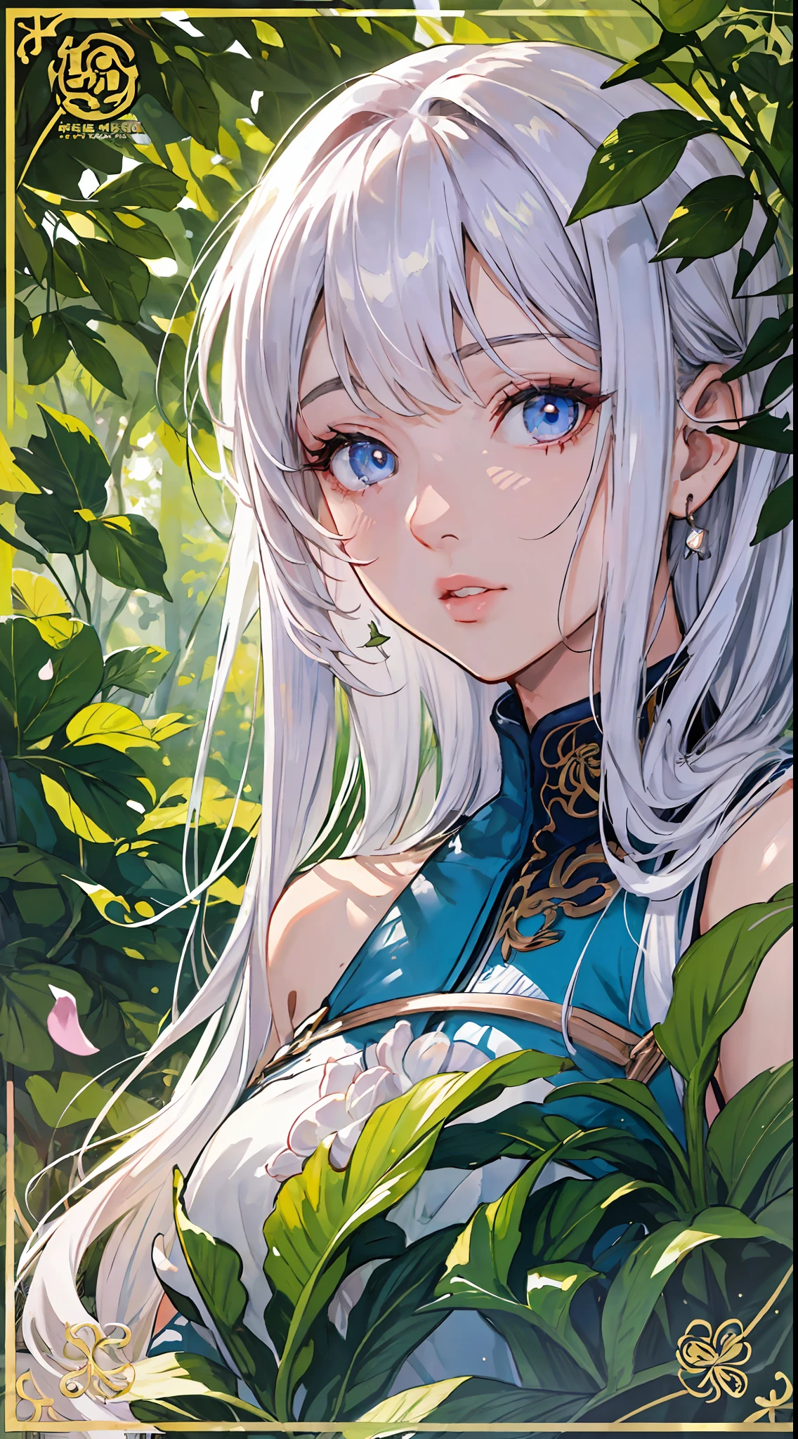 (best quality), oriental detailed background,, ((masterpiece)), (((best quality))), ((ultra-detailed)), ((disheveled hair)), (1 girl), (solo), (beautiful white young beauty girl), korean idol,  (whole body), dynamic angle, beautiful detailed eyes, hairs between eyes, (small head), (cannon EOS 5D MARK III, 50mm Sigma f/1.4 ZEISS lens, F1.4, 1/800s, ISO 100:1), nsfw, masterpiece, best quality, asymmetrical bangs, hair behind ear, hair over one eyebrow, delicate facial features,1girl, white hair, red bridge hair, eromanga,  Urban_Fantasy, alchemist,, ((cinematic light)), ultra detailed, best quality, absurdres, high resolution, (extremely detailed 8k wallpaper), ((an delicate and beautiful)), pixiv, hyper detailed, best anatomy, illustration, no human, (((masterpiece))), ((highres)), ((high quality)), (intricate details), (fantasy), detailed forest, (colorful various leaves), ((rainbow)), (liquid), best shadow, sunlight, hollow, colorful, pink petals, gold leaves, (blue leaves), lens flare, pastel color,