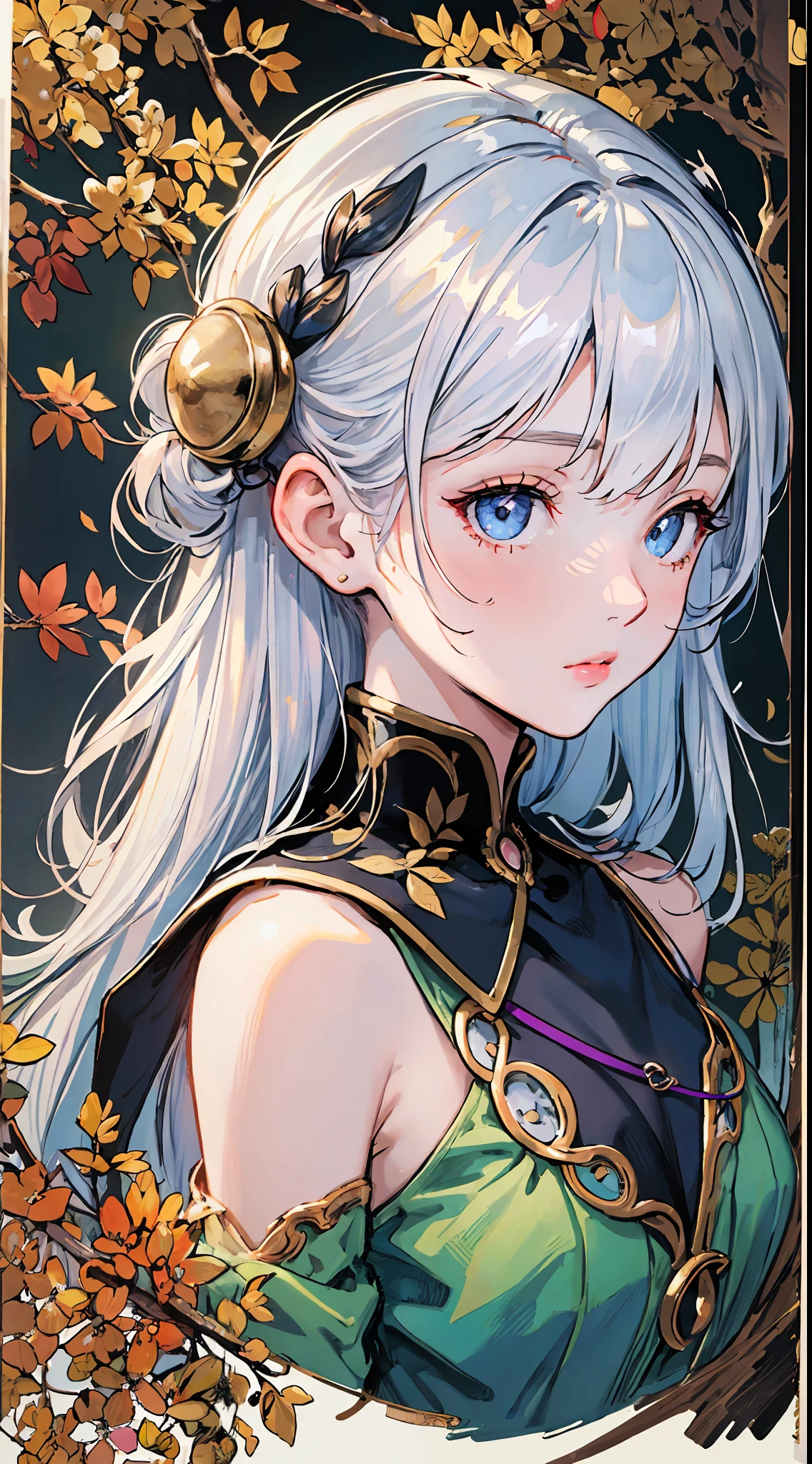 (best quality), oriental detailed background,, ((masterpiece)), (((best quality))), ((ultra-detailed)), ((disheveled hair)), (1 girl), (solo), (beautiful white young beauty girl), korean idol,  (whole body), dynamic angle, beautiful detailed eyes, hairs between eyes, (small head), (cannon EOS 5D MARK III, 50mm Sigma f/1.4 ZEISS lens, F1.4, 1/800s, ISO 100:1), nsfw, masterpiece, best quality, asymmetrical bangs, hair behind ear, hair over one eyebrow, delicate facial features,1girl, white hair, red bridge hair, eromanga,  Urban_Fantasy, alchemist,, ((cinematic light)), ultra detailed, best quality, absurdres, high resolution, (extremely detailed 8k wallpaper), ((an delicate and beautiful)), pixiv, hyper detailed, best anatomy, illustration, no human, (((masterpiece))), ((highres)), ((high quality)), (intricate details), (fantasy), detailed forest, (colorful various leaves), ((rainbow)), (liquid), best shadow, sunlight, hollow, colorful, pink petals, gold leaves, (blue leaves), lens flare, pastel color,