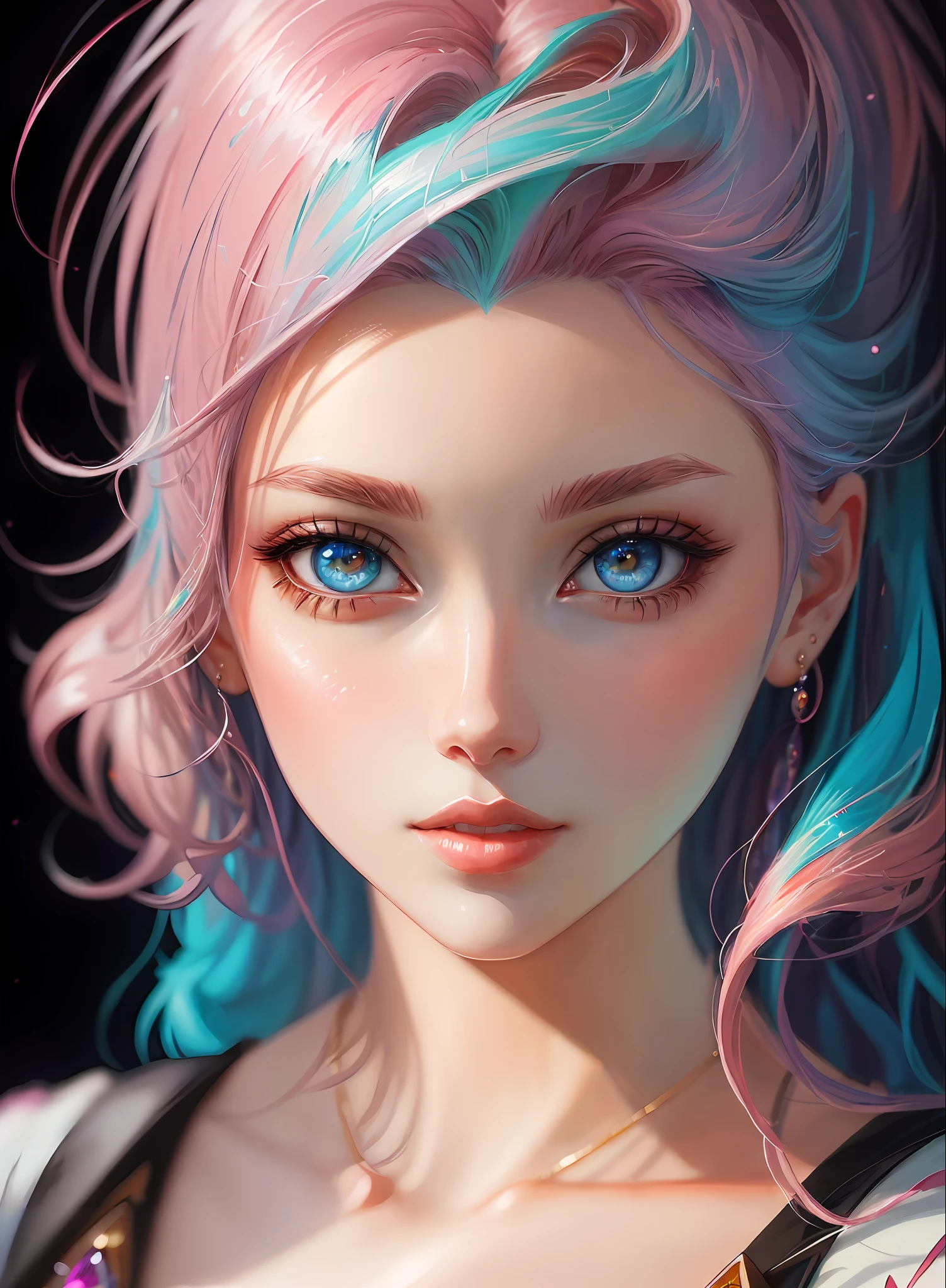 ((best qualiy)), ((The Masterpiece)), ((Realstic)), (full details),anime stile、 (a 1 woman)Close up portrait of cute woman with pink hair、Beautiful and moisturized eyes like crystal clear glass、Face without makeup、4K high-definition digital art、stunning digital illustration、Stunning 8K artwork、colorfull digital fantasy art、Colorful and bright、Beautiful digital artwork、Colorful Digital Painting、digital anime art、Portrait of beautiful and pretty woman、8K HD Digital Wallpaper Art、digitally painting