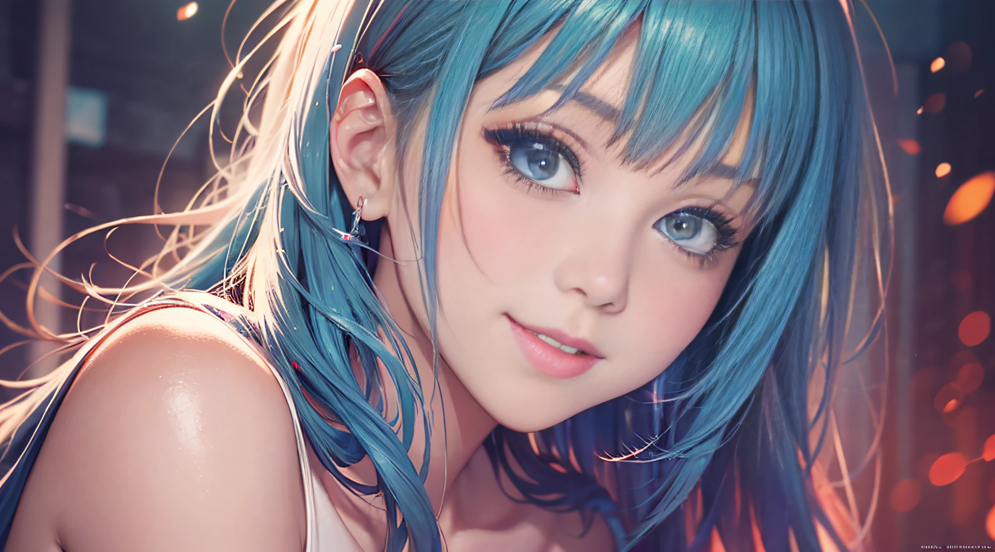 Masterpiece, best quality,young beautiful girl, ultra detailed, official art,unity 8k wallpaper, red and blue,
seductive smile,
lomography, (analog photography):1.2,
vibrant colors, soft focus, light leaks,
dreamy atmosphere, experimental charm,
nostalgic appeal