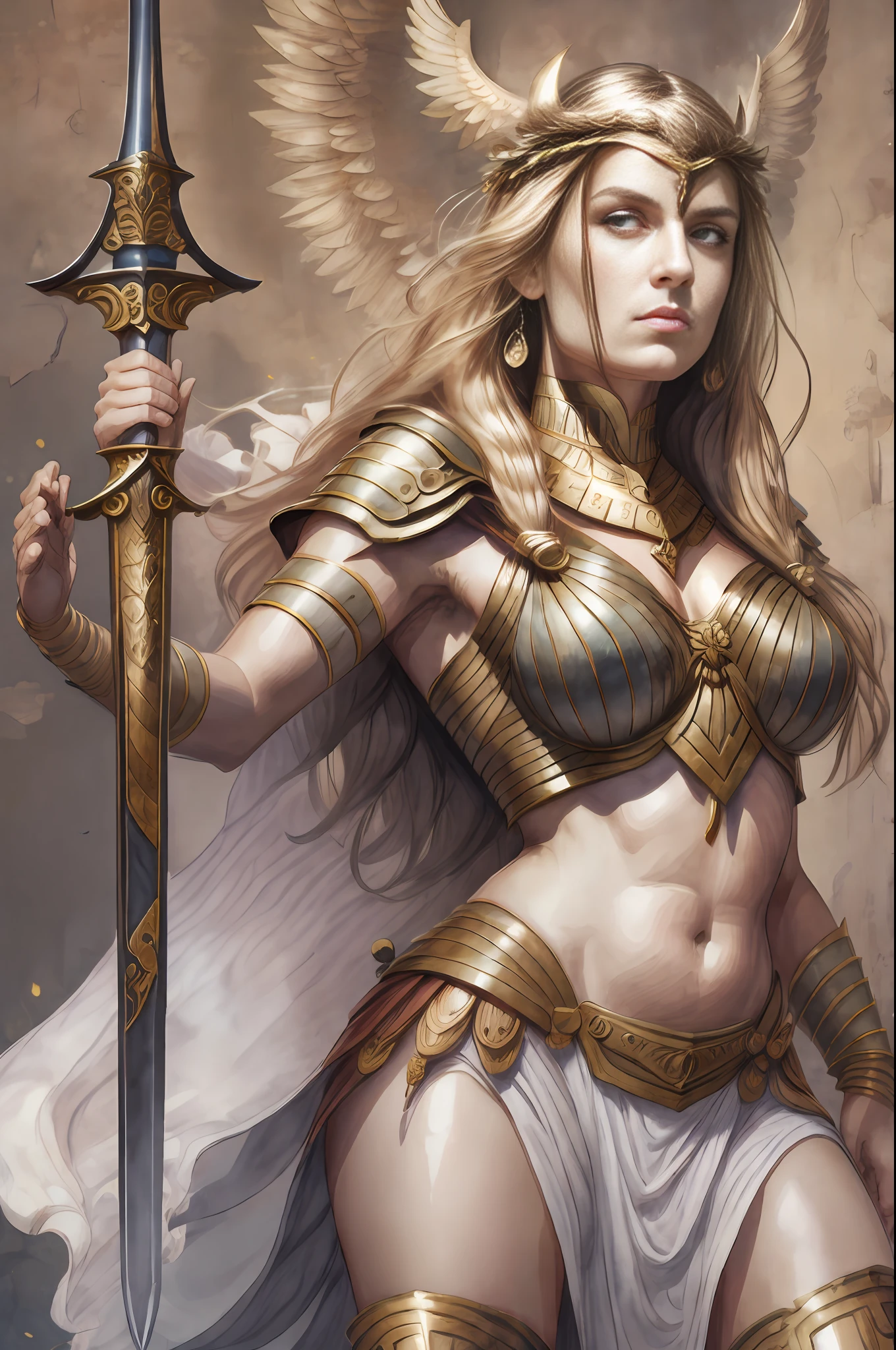 Goddess Nike, laurel wreath, sword in right hand, victory pose, Mount Olympus --auto --s2
