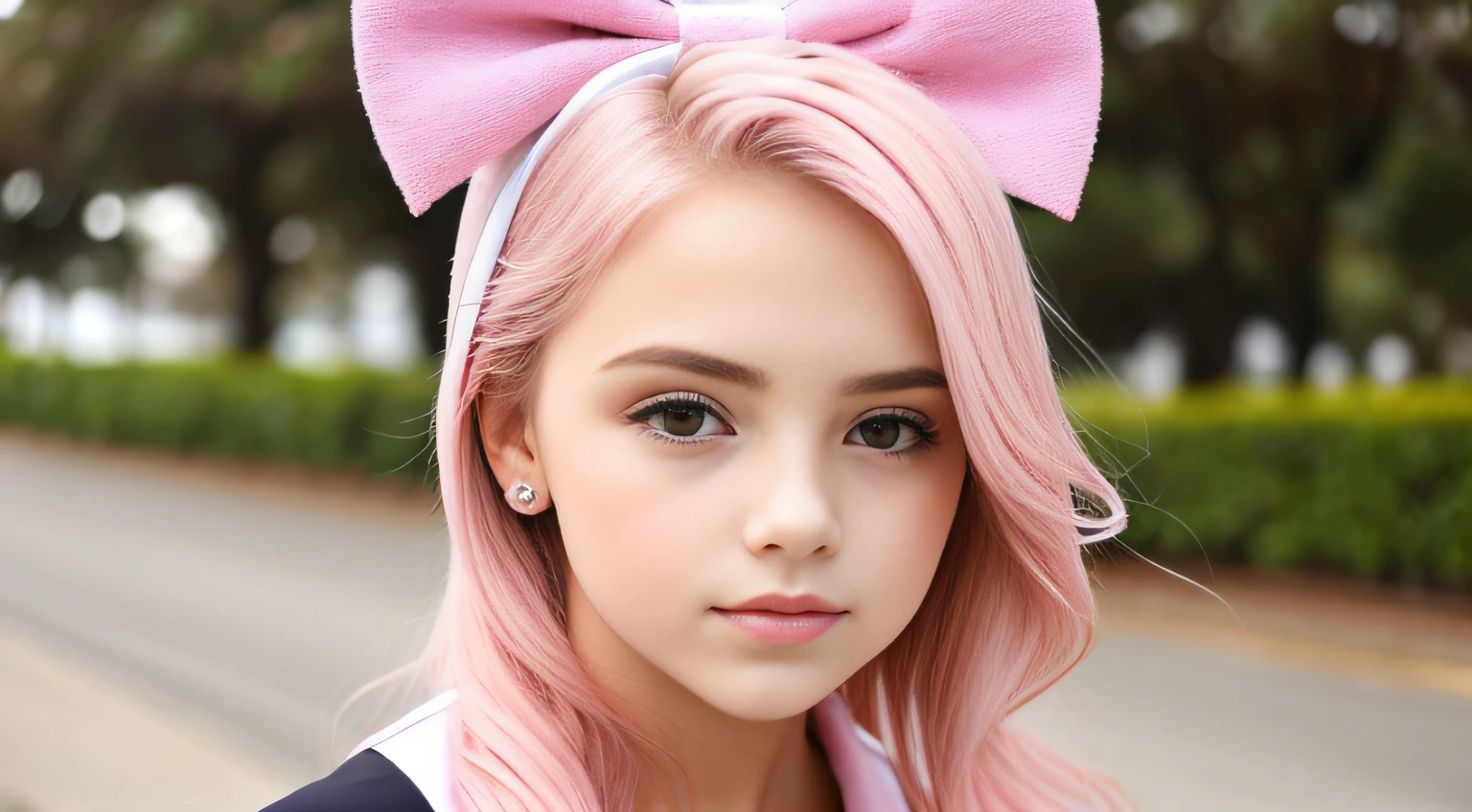 BLONDE CHILD GIRL 12 YEARS OLD, na jaqueta rosa segurando um bolo rosa com cobertura rosa, alexa grace, menina cor-de-rosa, wearing pink hair bow, menina doce, Katelynn Mini Estilo Nice, inspirado em Lucia Peka, rosto rosa brilhante, Nossas Coisas Estranhas, cara rosa, menina rosa bonita, menina jovem e bonito, Nice Poarch, inspirado em Sophia Beale