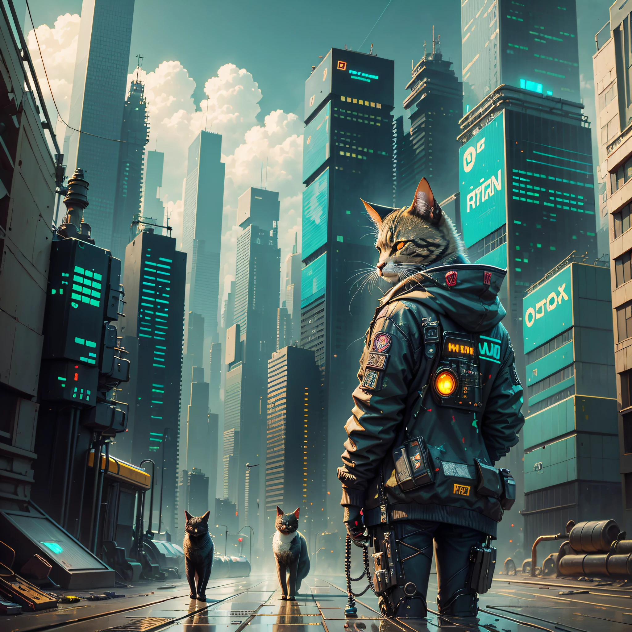 cyberpunk, cat, machine, oil, --auto --s2