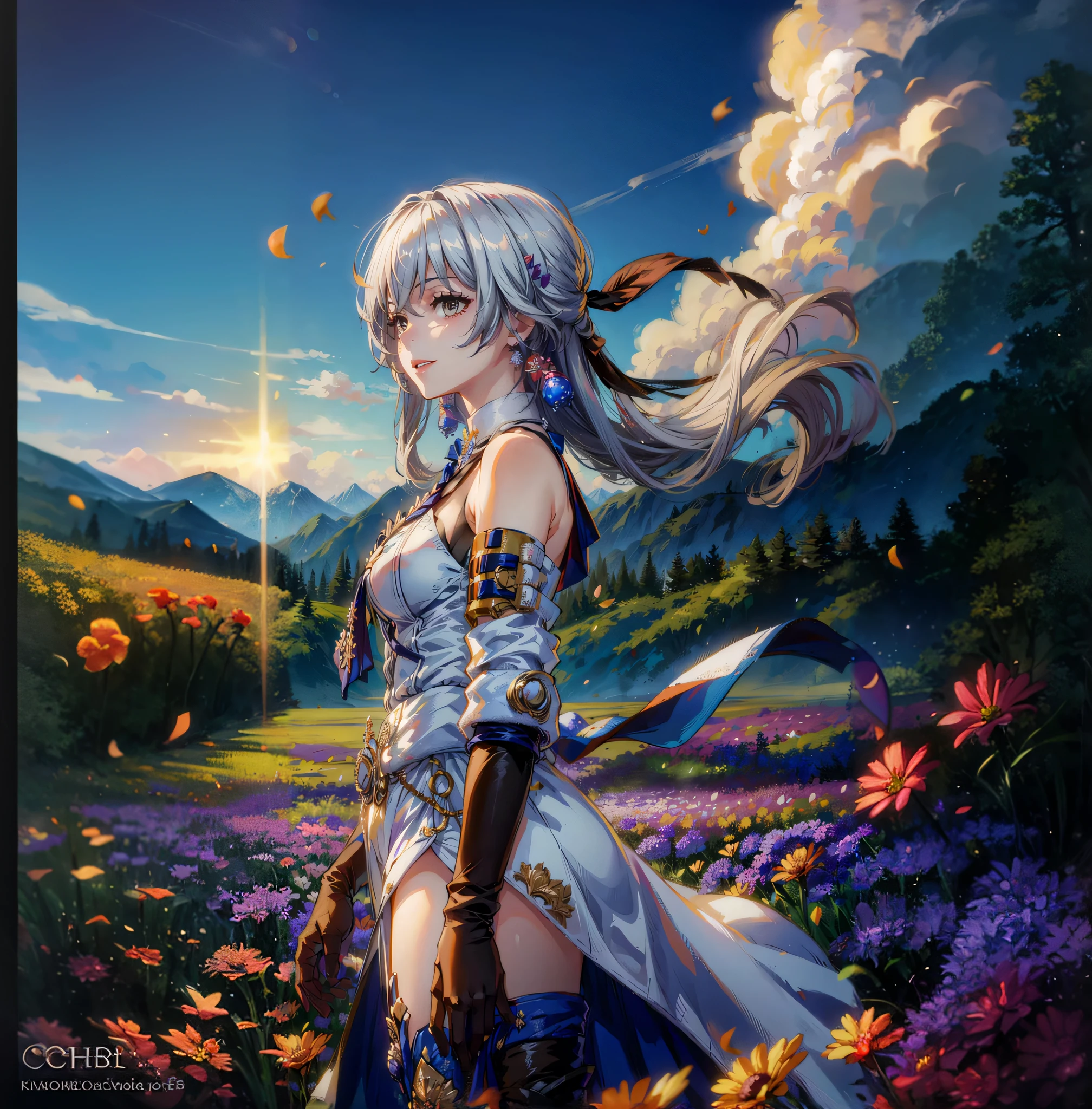 anime girl with sword in field of flowers, portrait knights of zodiac girl, white haired deity, Detailed digital anime art, cushart krenz key art feminine, 8K high quality detailed art, Anime art wallpaper 8 K, detailed key anime art, Beautiful maiden, Anime art wallpaper 4 K, Anime art wallpaper 4k, beautiful fantasy anime, Anime fantasy artwork