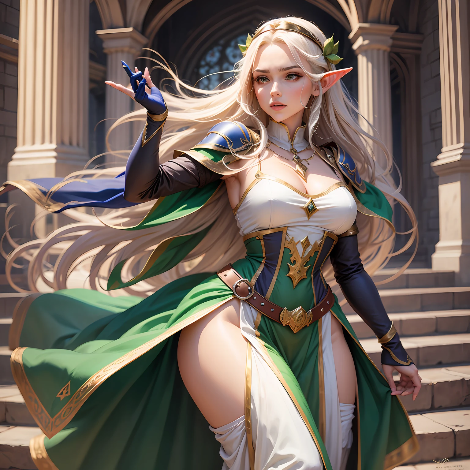 anime girl in a white dress with long blonde hair and a green and white dress, anime goddess, palutena, the goddess artemis smirking, lady palutena, portrait knights of zodiac girl, official art, ((a beautiful fantasy empress)), the godess hera looking angry, blonde anime girl with long hair, ancient goddess, anime visual of a cute girl --auto