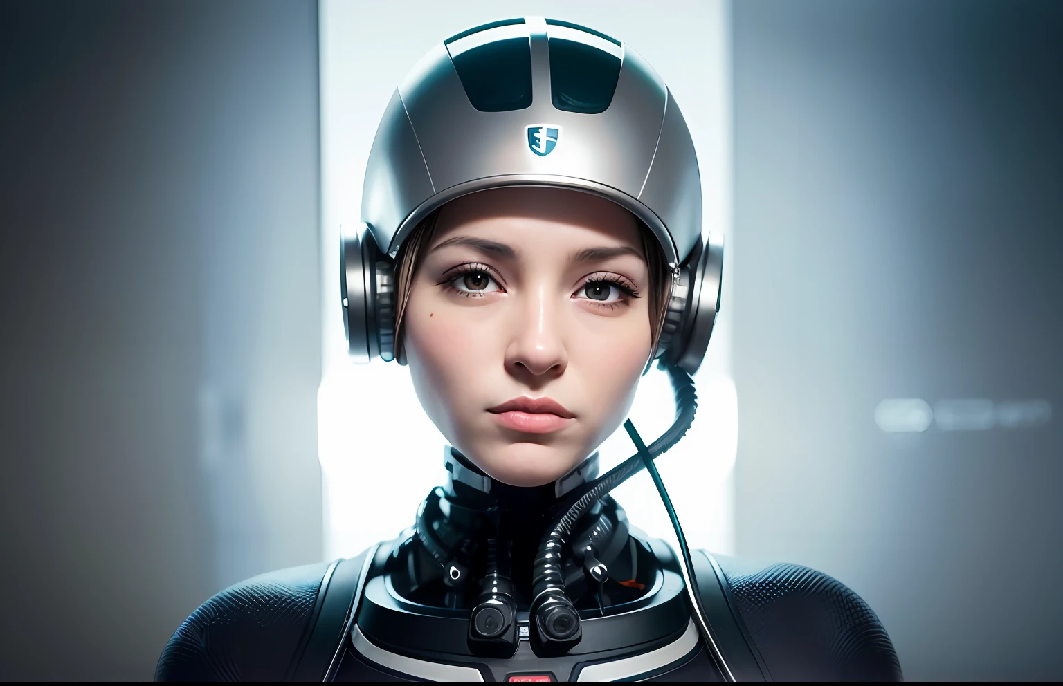 сложный 3D-рендер, ultra detailed beautiful porcelain android woman face, She holds the microphone like a DJ, zolotisní world, robotic parts, 150 mm, Beautiful studio soft light, Edge light, Striking details, Luxury cyberpunk, lace, hyperrealistic, anatomical, facial muscles, cable, electrical wires, microchip, elegant, beautiful background, Octane imaging, стиль HR Giger, 8K, the best qualityt, The Masterpiece, llustration, Extremely thin and beautiful, Extremely detailed, CG, unity, wallpaper, (realisti, photo-realistic: 1,37), startling, Finely detailed, The Masterpiece, the best qualityt, offical art, extremely detailed wallpapers Computer graphics Unity 8K, Absurd, incredibly absurd, robot, Silver helmet, The whole body, sedentary