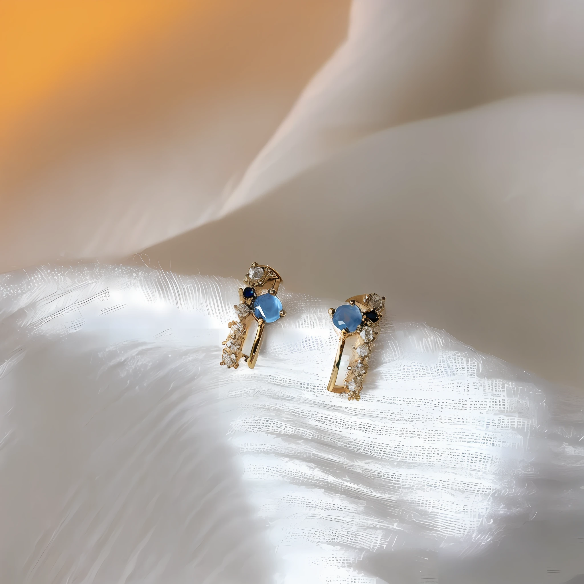 there are two pairs of earrings sitting on a white cloth, sapphire butterfly jewellery, small studded earings, sapphire earrings, blue soft details, ear ring, blue jewellery, gold plated, author:Emma Andievska, Dreamy, ear ring, 4K 8K, 4 k 8 k, ear decoration, 8K!!, 9K, 9 k, mystique, 10K