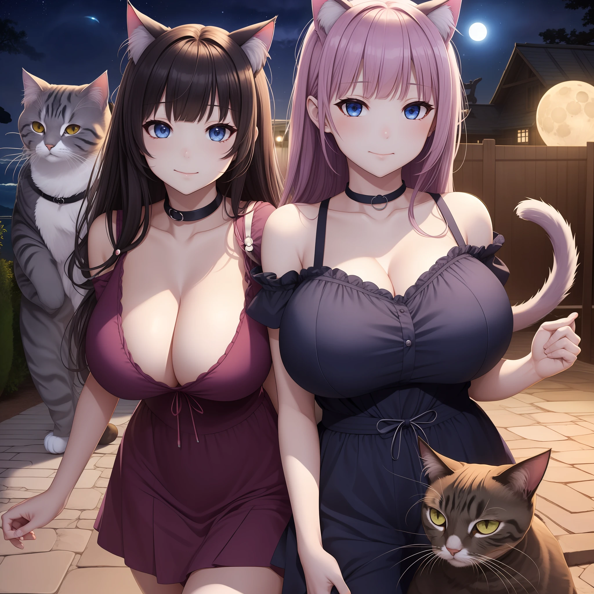 W.I.L.D. CATS Girl、hyper big breasts、Bill at night、Moonlit Night、