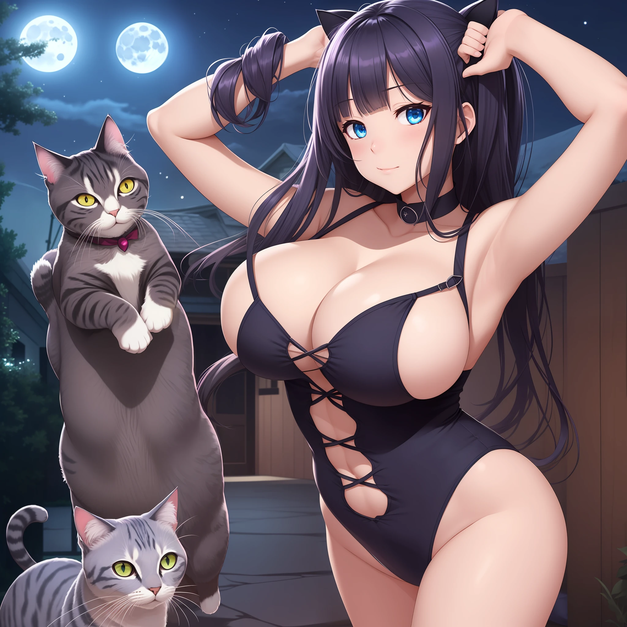 W.I.L.D. CATS Girl、hyper big breasts、Bill at night、Moonlit Night、