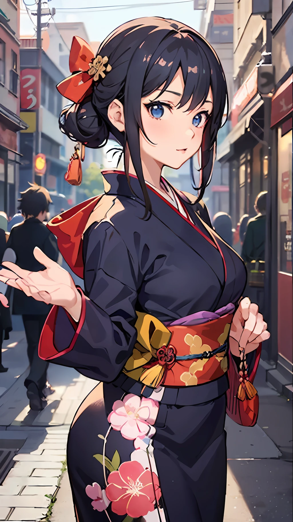 a woman in a kimono outfit poses for a picture, in a kimono, Anime visuals of cute girls, anime moe art style, in a kimono, artwork in the style of guweiz, anime style 4 k, attractive anime girl, beautiful anime portrait, an anime girl, Beautiful Anime Girl, cute anime waifu in a nice dress, young anime girl, guweiz