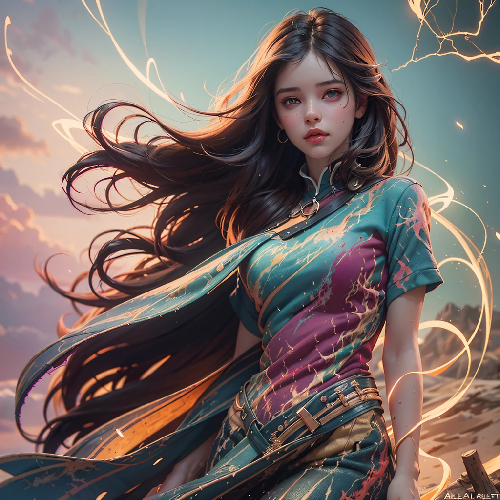 full length body shot,(((ultra warm bright pastel colors))), orange pink white colors, sharp focus, ultra high contrast, lut, ultra insane high resolution intricate textures, texture indentation, there is a gorgeous girl standing on sand wind in the hair, (((((Charlie Bowater, art by Alena Aenami, art by Albert Bierstadt, art by Carne Griffiths))))), luminism, light placement art, octane render, ultra intricately detailed, ultra maximalism, romanticism, 2.5D Parallax Effect, backlight, wet reflections, chromatic aberration, multiple lighting sources, luminism, spectacular backlight, volumetric ambient occlusion, best lighting, best light play, light bounce, wet light reflections